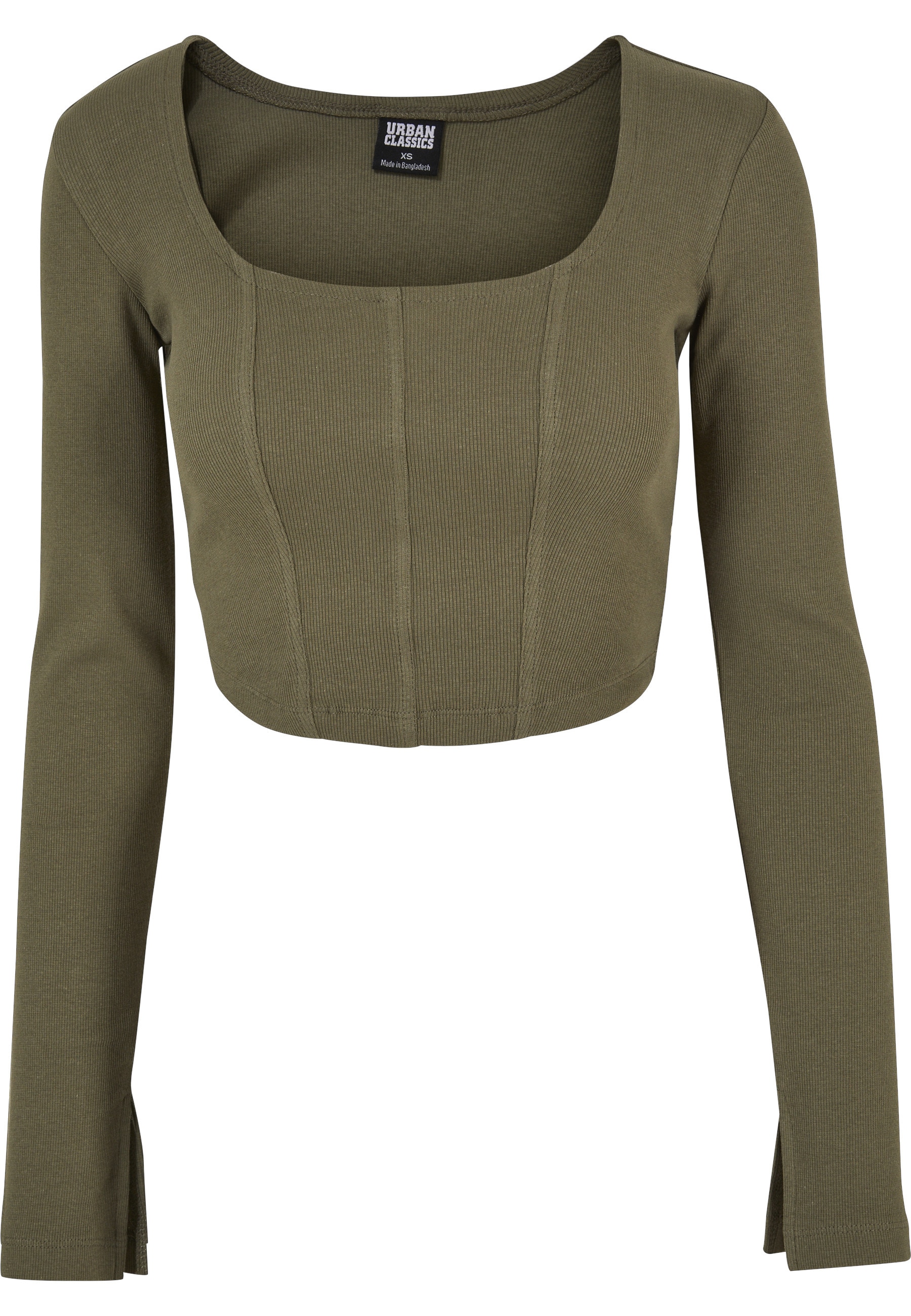 URBAN CLASSICS Langarmshirt "Urban Classics Damen Ladies Short Rib Corsage Longsleeve" 1