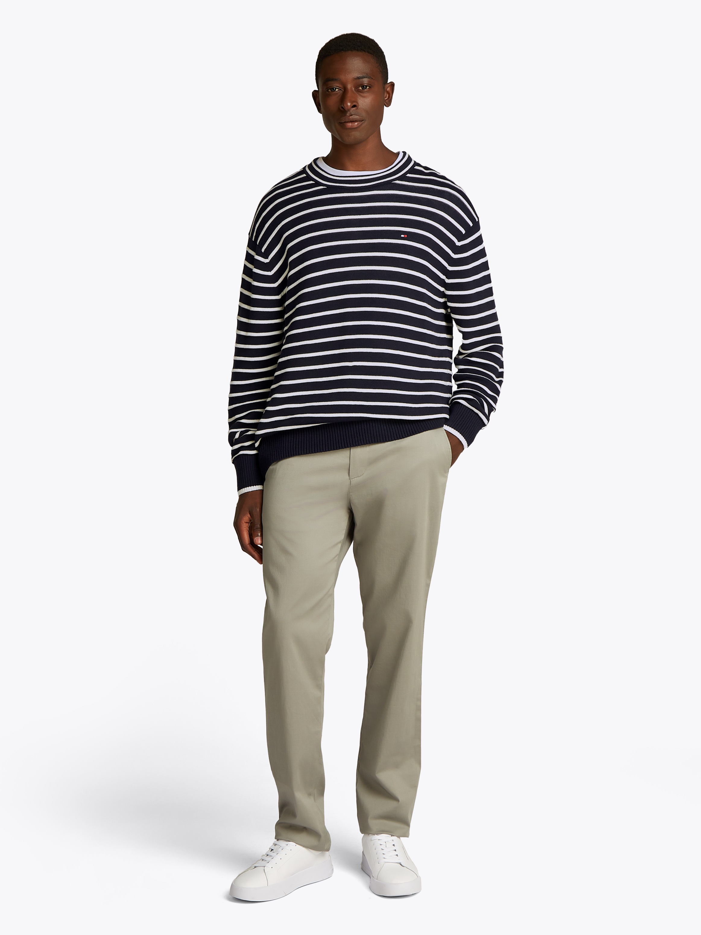 Thumbnail - Tommy Hilfiger Strickpullover "BRETON STRUCTURE CREW NECK" Mit Rundhalsausschnitt