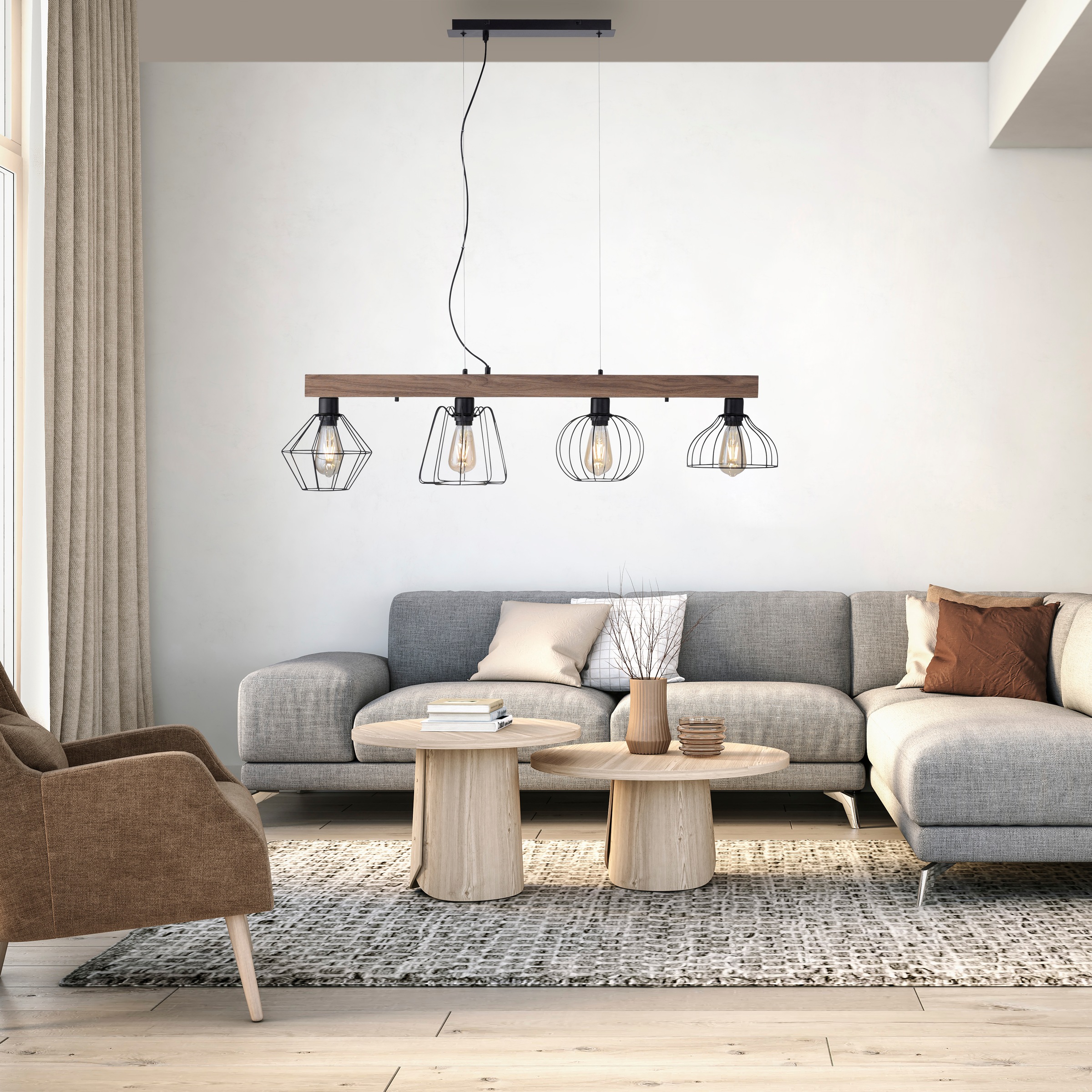 JUST LIGHT Pendelleuchte »KASKA«, 4 flammig, Leuchtmittel E27 | ohne Leuchtmittel, ExklusiveE27