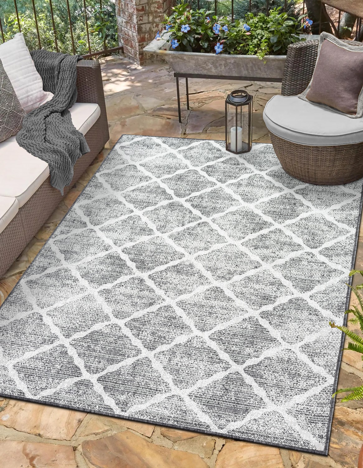 Myflair Möbel & Accessoires Outdoorteppich "Astral, LAGERRÄUMUNG" rechteckig 6 mm Höhe modernes Rauten Design, Outdoor geeignet, Balkon, Terrasse