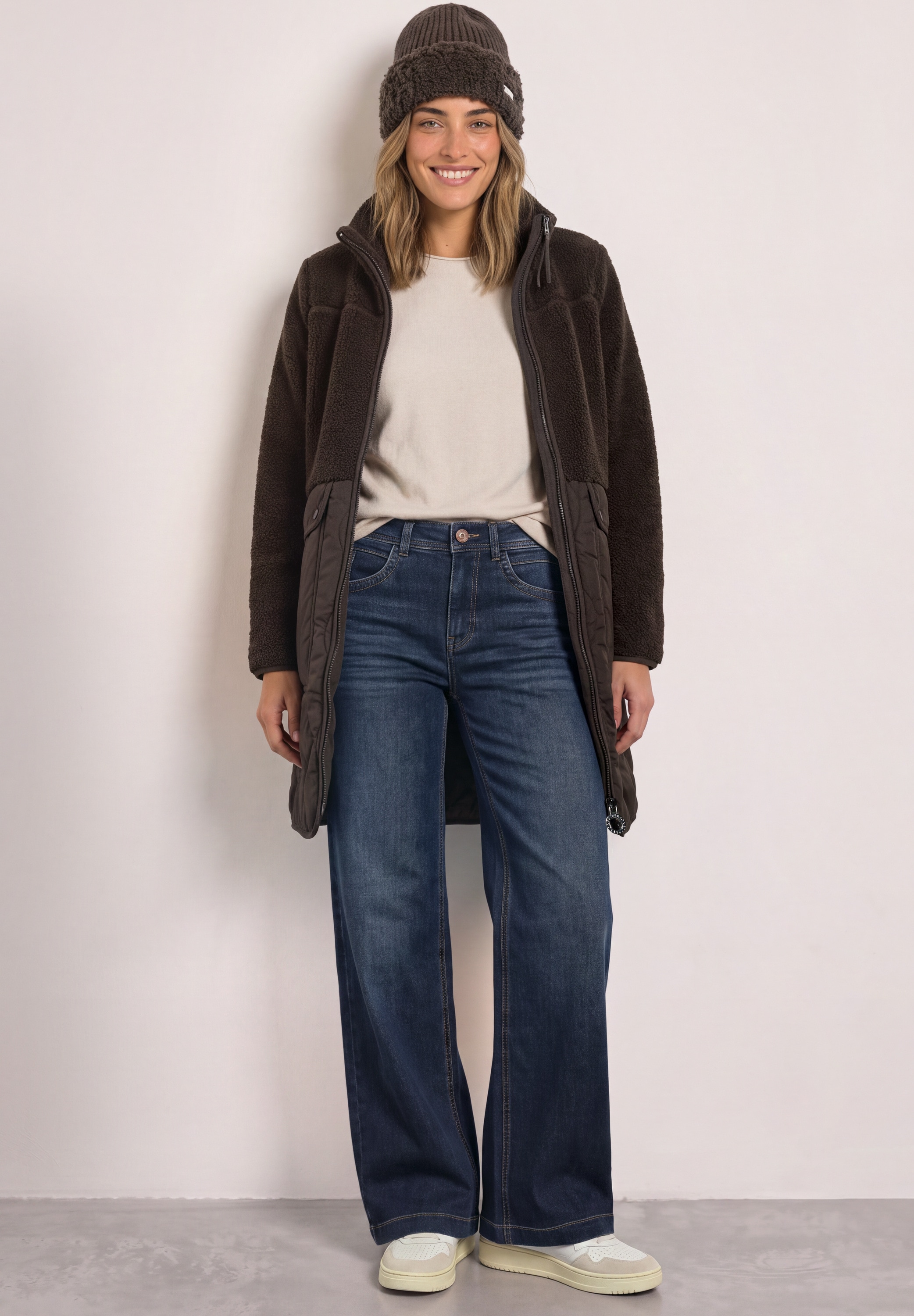 STREET ONE Fellimitatjacke ohne Kapuze mit Stehkragen