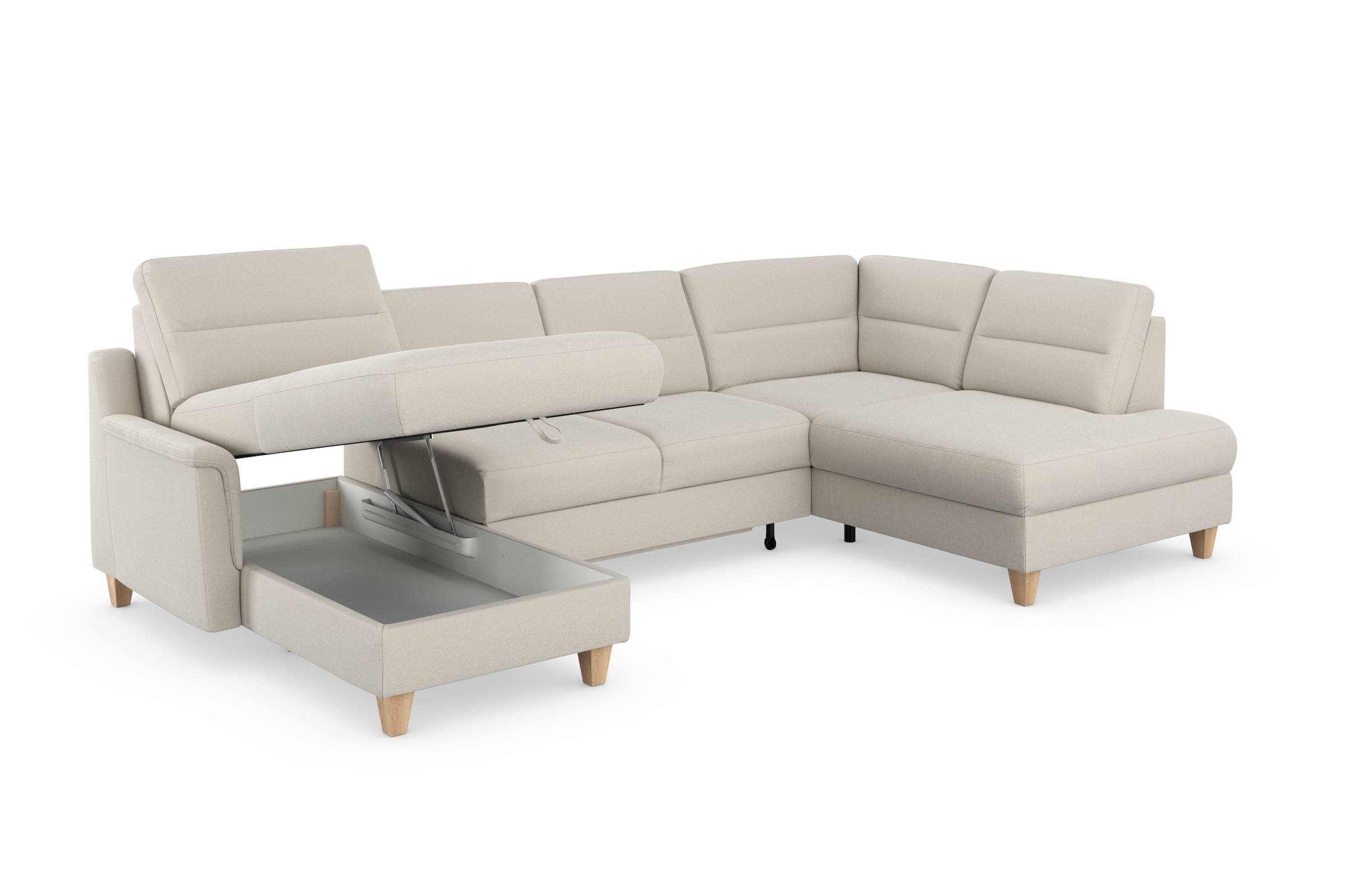 sit&more Wohnlandschaft »Farö U-Form«, inklusive Federkern, wahlweise mit Bettfunktion und Bettkasten