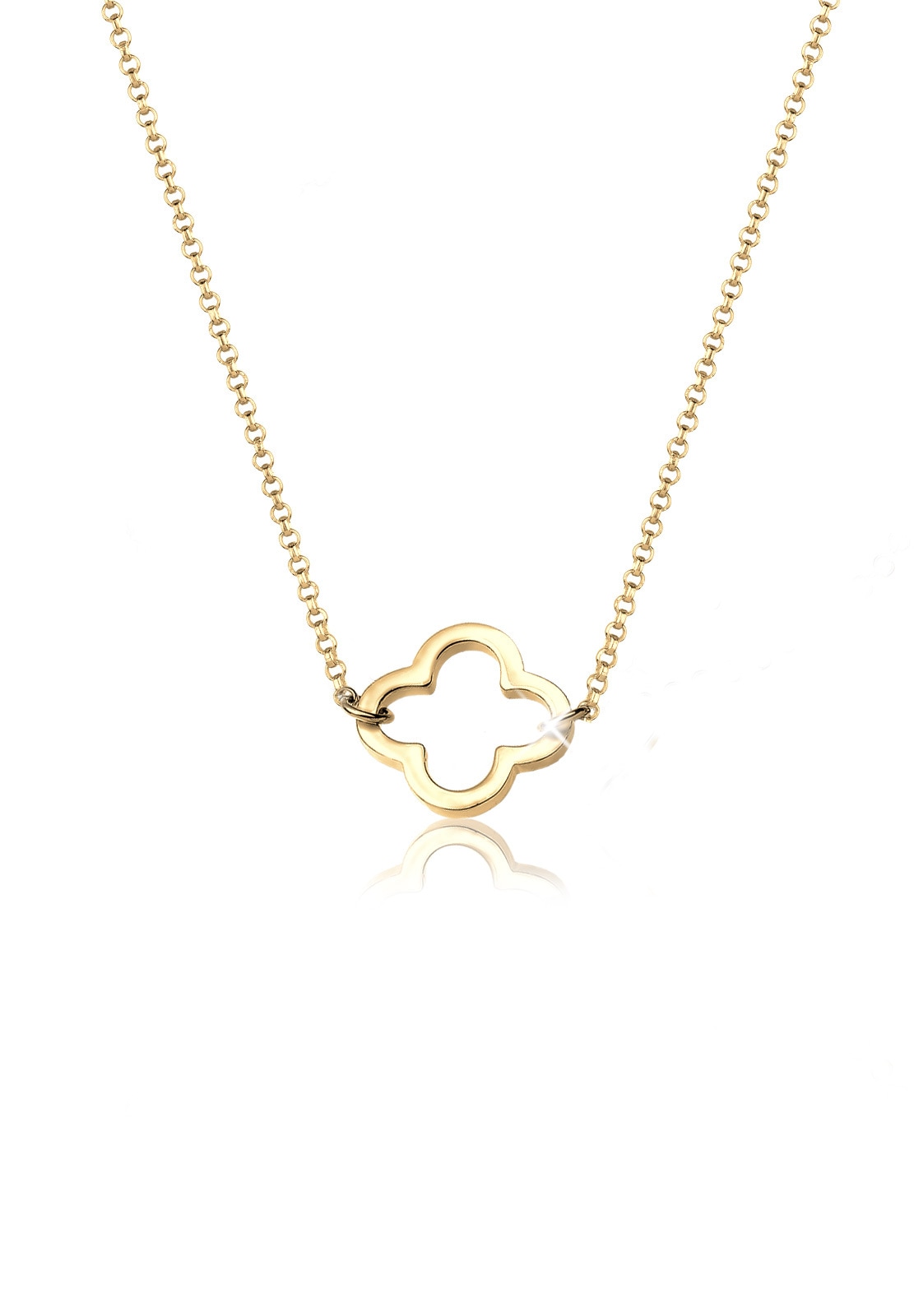 "Kette mit Anhänger ELLI ""Halskette Kleeblatt Glücksbringer Filigran Trend 925 Sterling Silber"" Gr. 40, gold, Halsketten, Damen, 40, ohne Stein