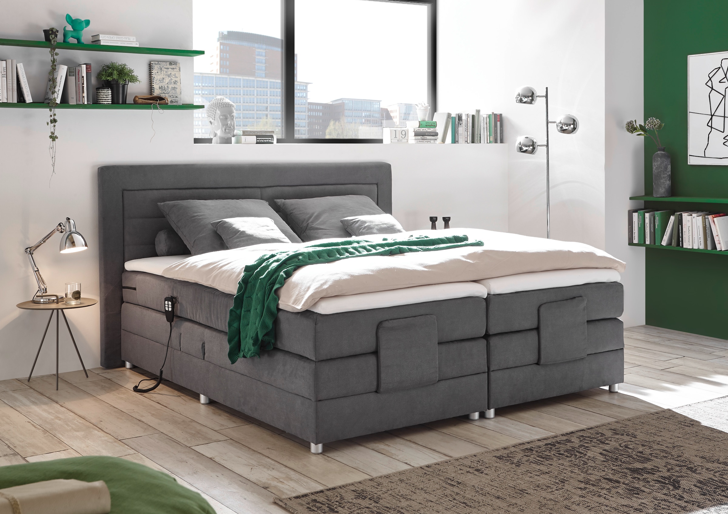 ED EXCITING DESIGN Boxspringliege (180 x 200 cm, Saba), Grau günstig online kaufen