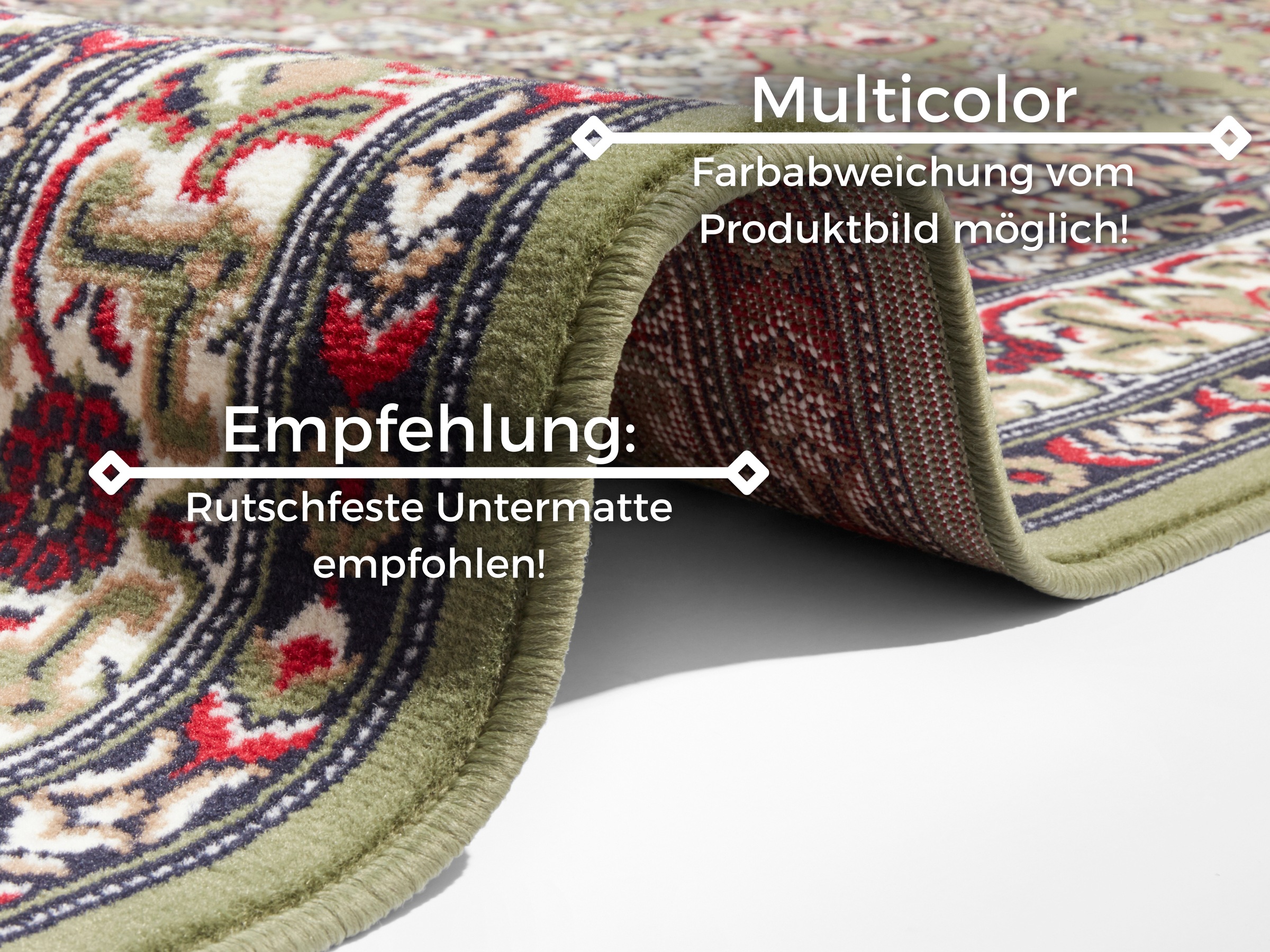 Teppich HANSE HOME "Parun Täbriz" Gr. 3, grün, B:120cm H:9mm L:170cm, Polypropylen (PP), Teppiche, Teppich, Kurzflor, Orient, Läufer, Vintage, Esszimmer, Wohnzimmer, Flur 3