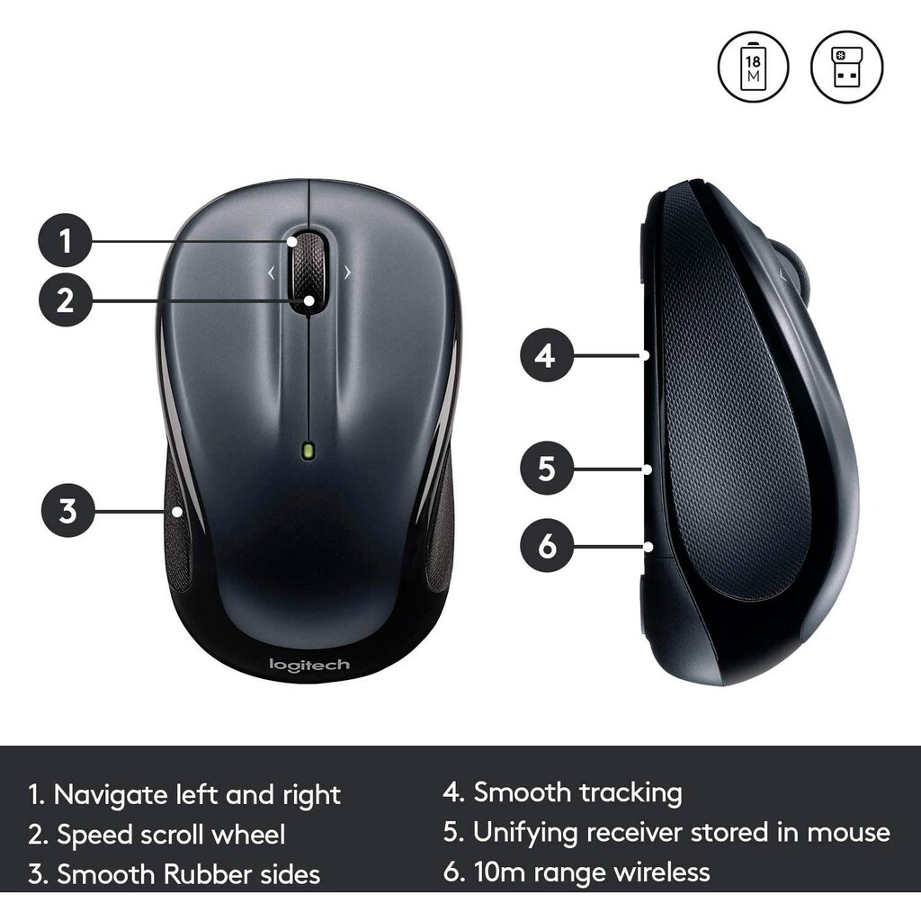 Logitech Maus »Wireless Mouse M325 Dark Silver«