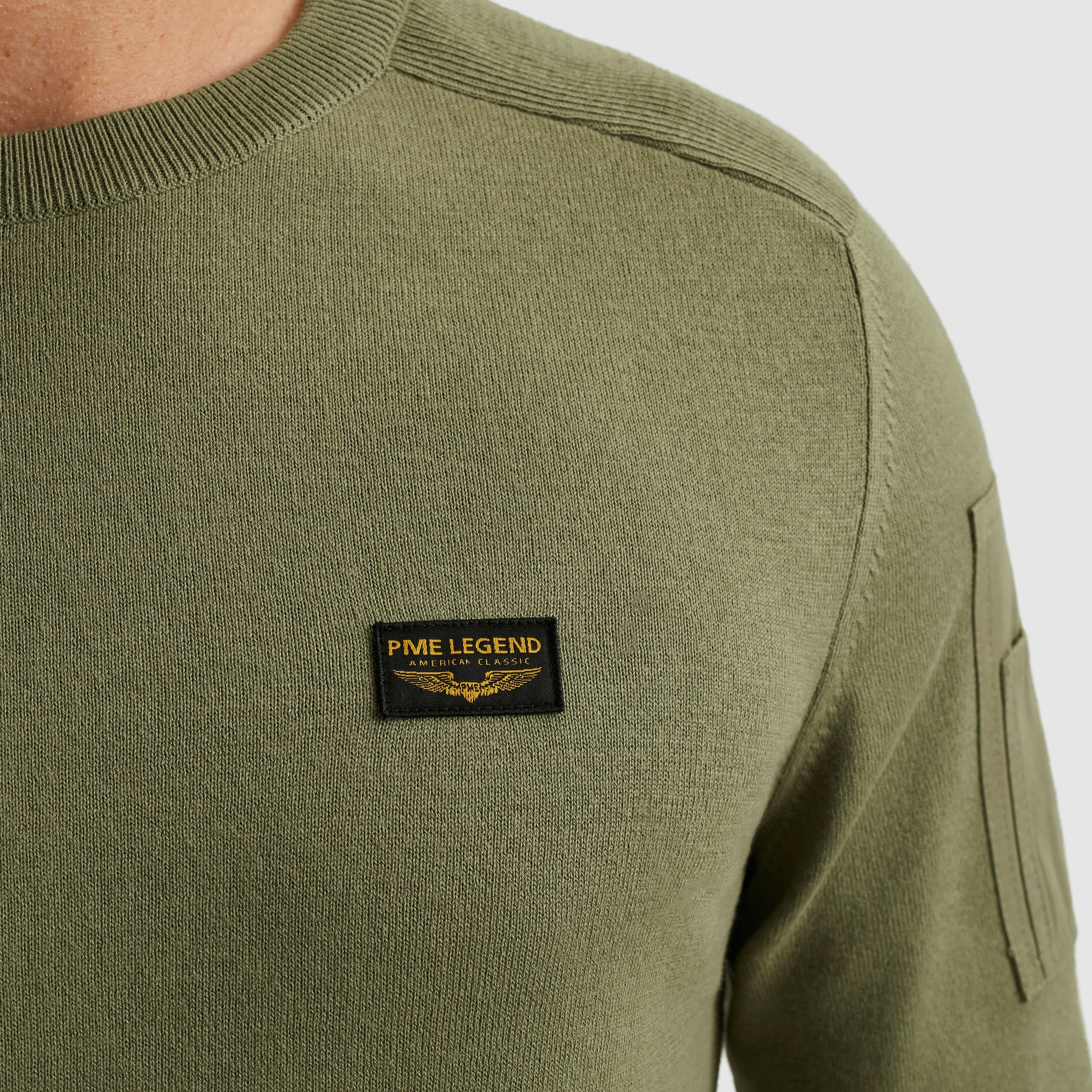 PME LEGEND Rundhalspullover mit Logo Stickerei