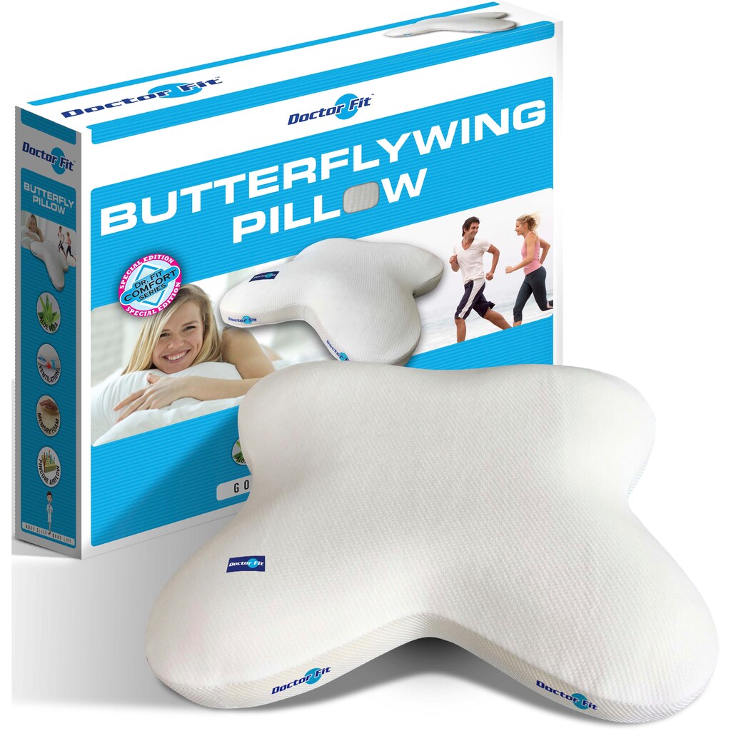 MPS TEXTILES Nackenstützkissen »Butterflywing Pillow Blue line«, (1 St.), Viskoelastisches Butterflywing Kissen