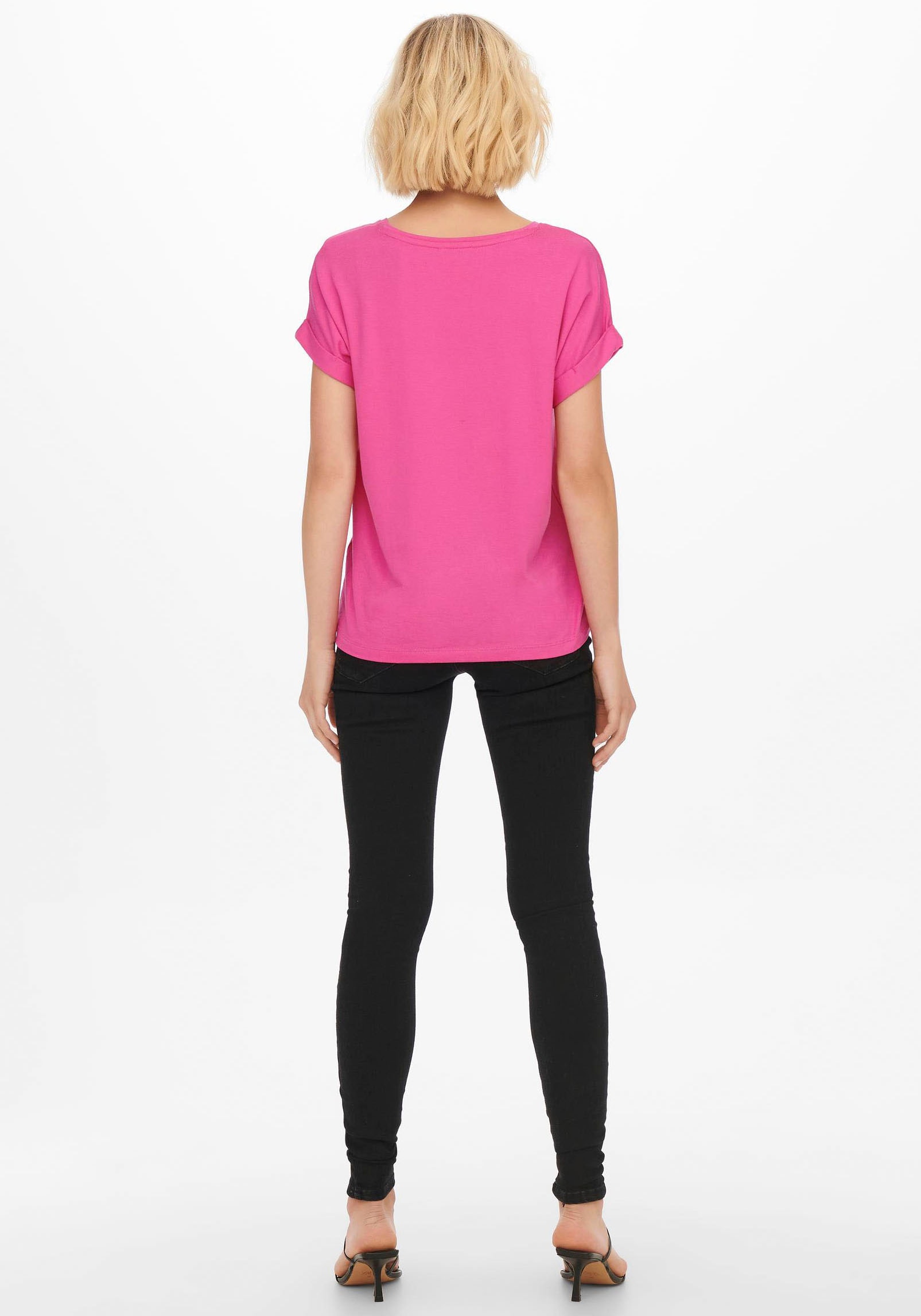 ONLY T-Shirt »ONLMOSTER – Kurzarmshirt mit Aufschlag und klassischem Look«, unifarben, casual, regular fit, Viskosemischung, Rundhals