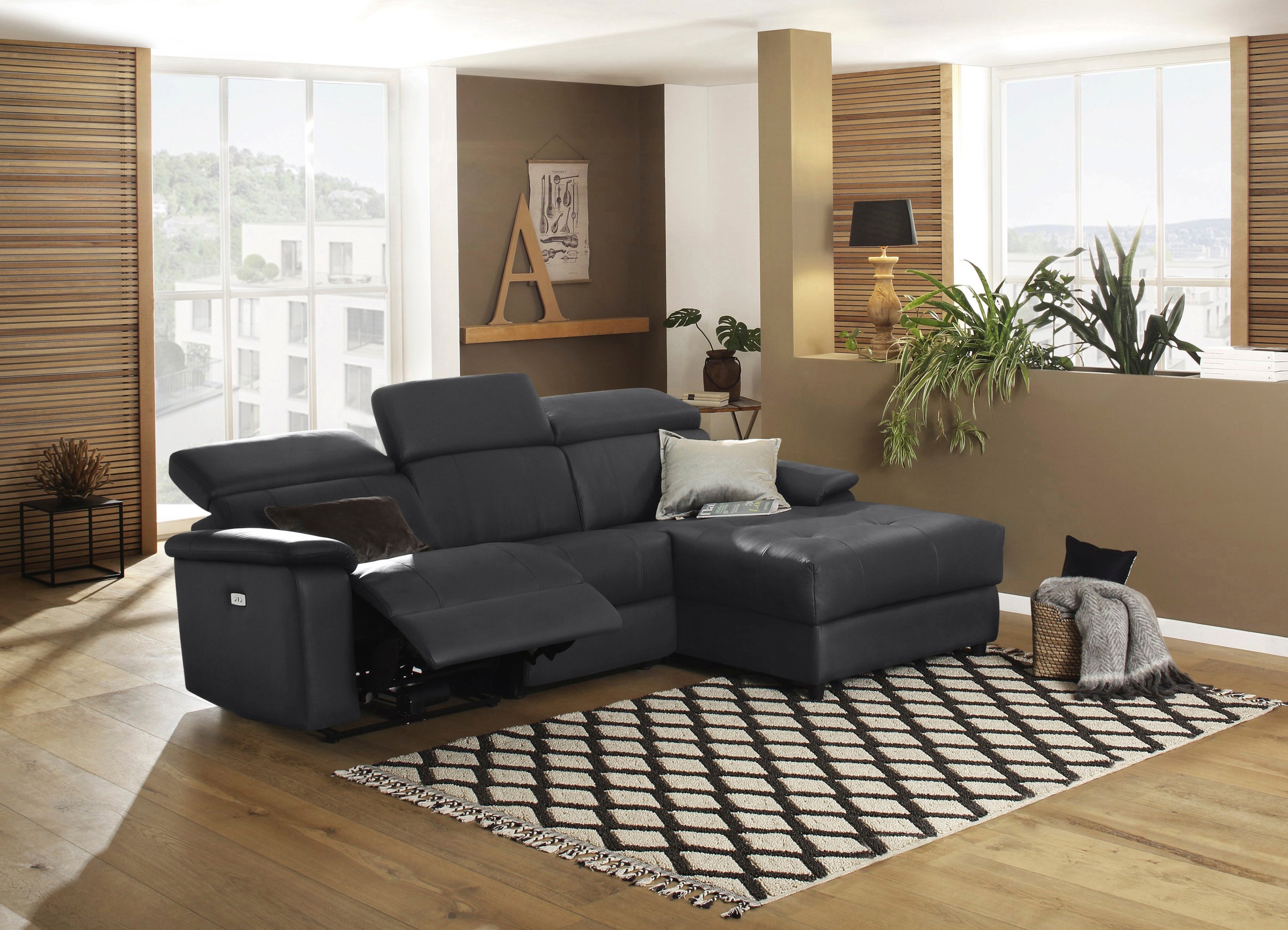 Home affaire Ecksofa »Binado, L-Form,«, mit manueller oder elektrischer Relaxfunktion mit USB-Anschluss