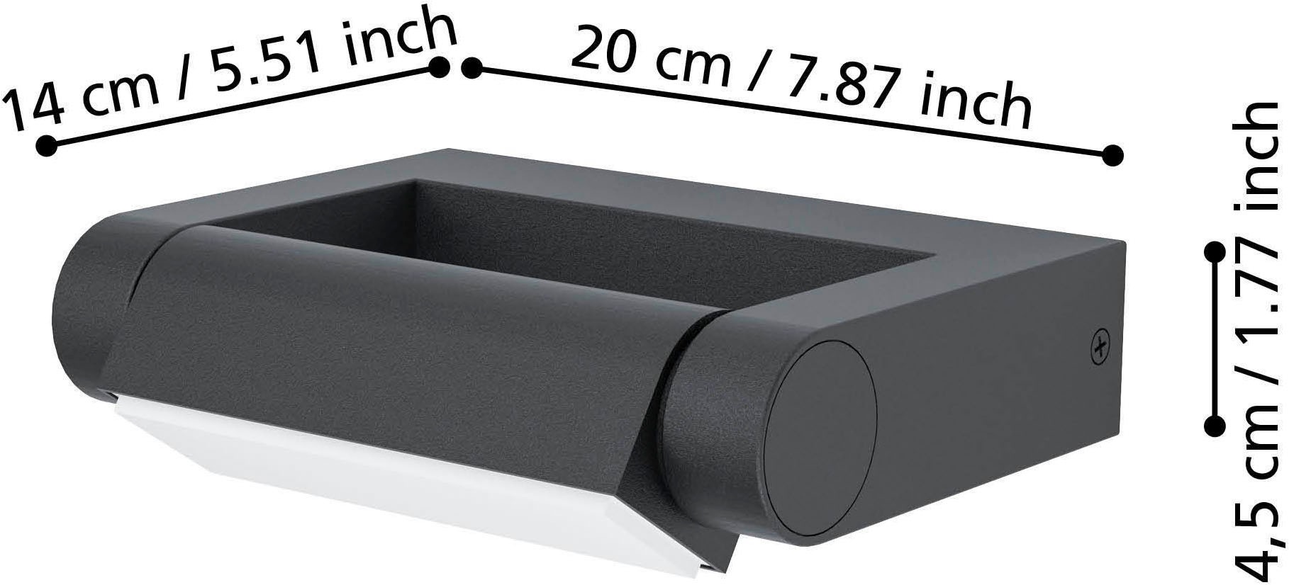 EGLO Wandleuchte »Brinaza Wandlampe, Außenlampe aus Aluminium-Guss,  schwenkbar, IP44« LED-Modul 1 Stk. Warmweiß Wand-/Deckenleuchte - L20 x H5 x AL14 cm - schwarz - 4,8W inkl.