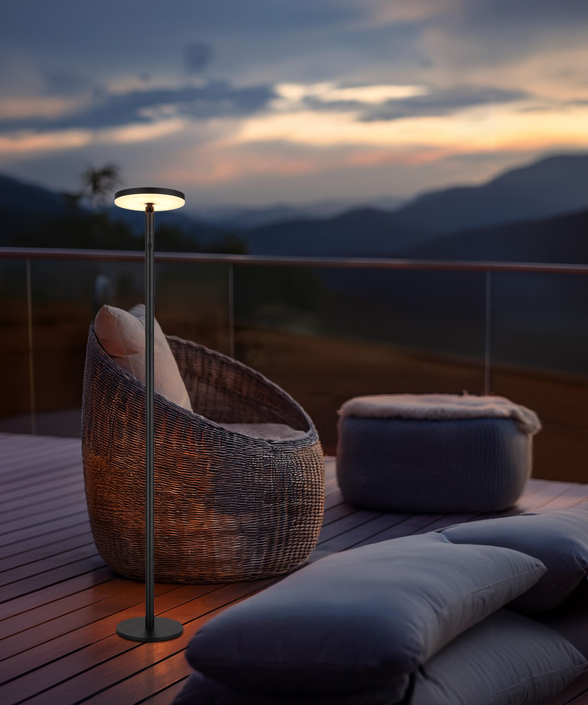 GLOBO LIGHTING LED Solarleuchte »SOLARLEUCHTE ALUMINIUM SCHWARZ MATT, 1XLED«, Leuchtmittel LED-Modul | LED fest integriert, Solar/Touch Ein/aus/beweglich/schwarz/CCT 1800/2700/3000K