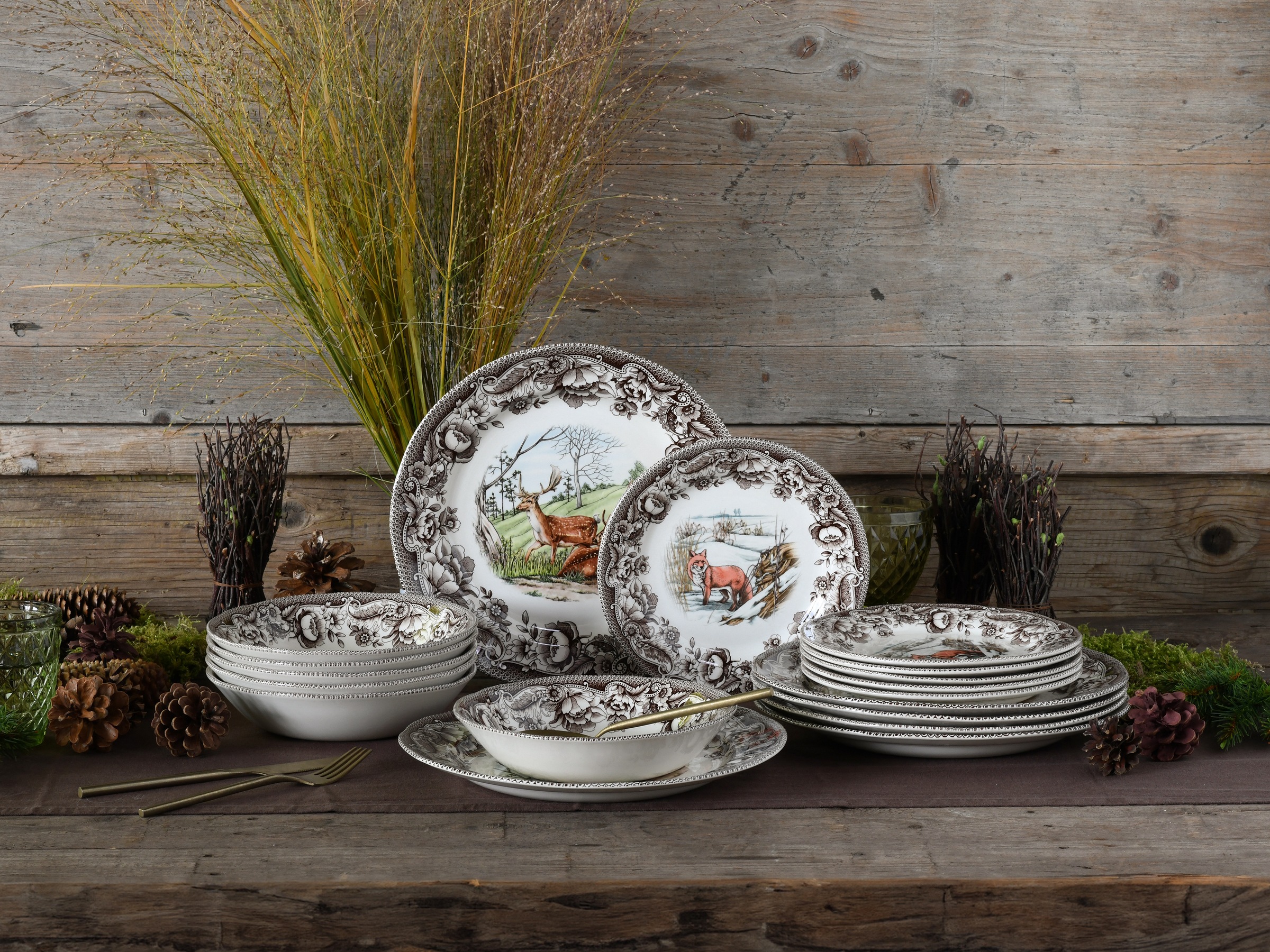 CreaTable Teller-Set »Haydon Grove, Tellerset 18-tlg«, (Set, 18 tlg.), Tiermotive, Landhausstil