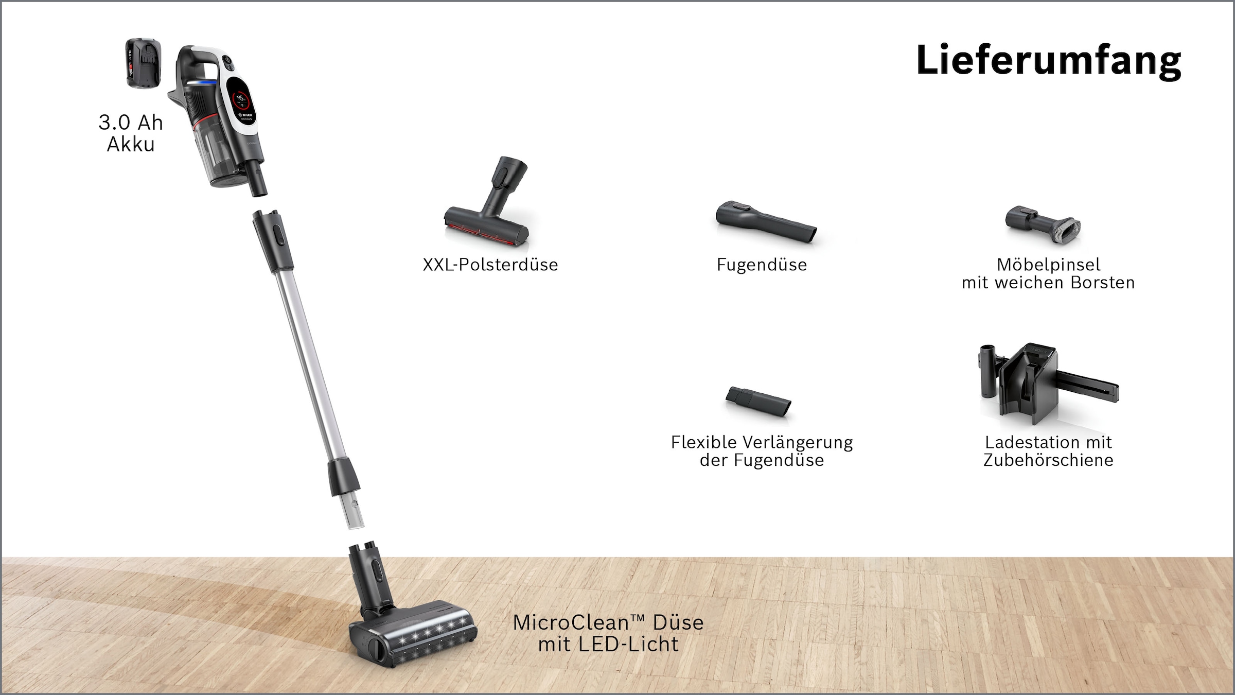 BOSCH Akku-Stielstaubsauger »BKS931BA« HEPA-Filtersystem, 10 Jahre Motorgarantie, Staubkomprimierung, weiß