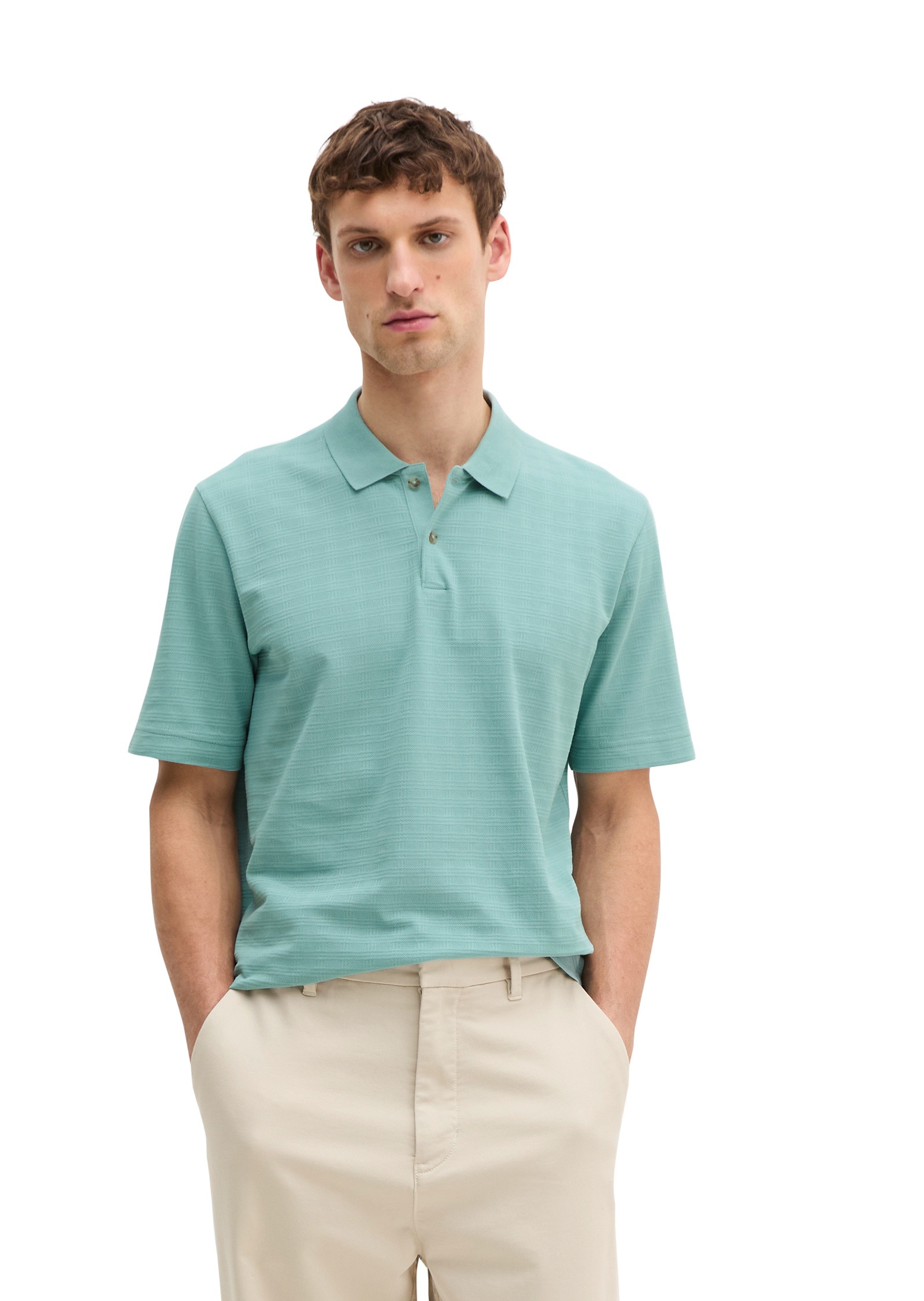 Poloshirt MARC O'POLO "im strukturierten Karo-Jacquard", Herren, Gr. XL, midnight moss, Obermaterial: 100% Baumwolle, unifarben, regular fit, ohne Bündchen, Shirts 2