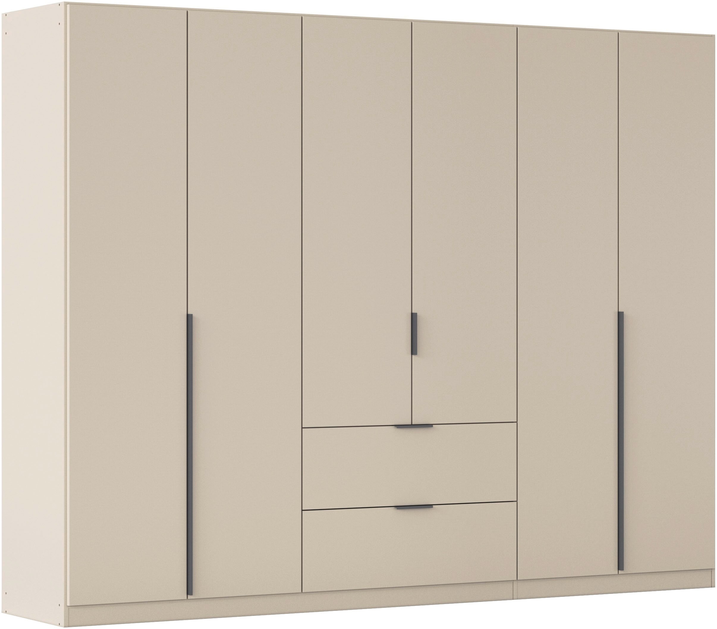 OTTO home Drehtürenschrank "Kleiderschrank Schrank Garderobe AGORDO mit Dekor- oder Hochglanzfront" in zwei Griff-Farben, Breite 271 cm, mit Außenschubkästen, Serie in 7 Breiten und 2 Höhen MADE IN GERMANY