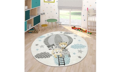 Kinderteppich »Cosmo 343«, rund, 3D-Design, niedliches Tier Motiv, Pastell-Farben,...