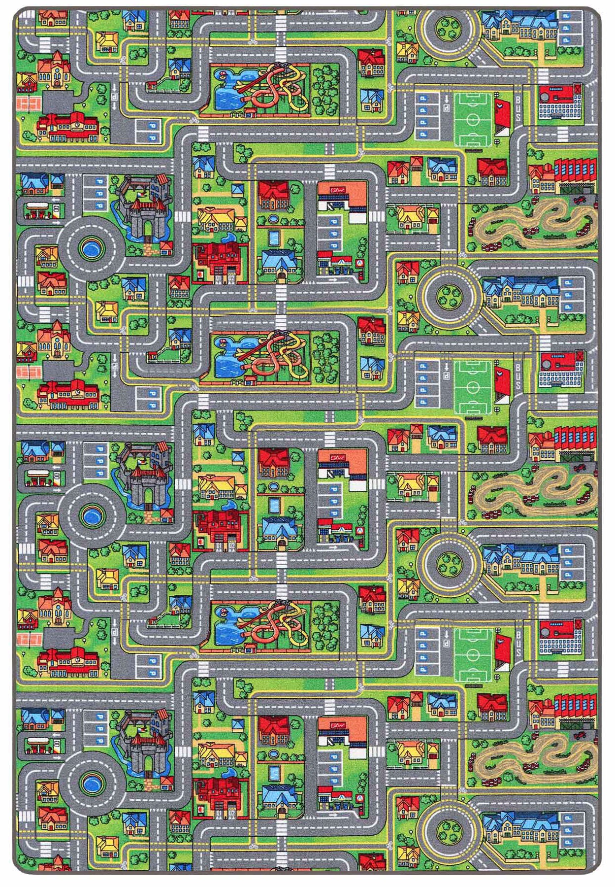 Kinderteppich "Spielteppich STREETS, Made in Belgium", bunt, B:200cm H:5mm L:300cm, Polyamid, PRIMAFLOR-IDEEN IN TEXTIL, Teppiche, Kinderteppich, Straßen-Teppich, Straßenbreite ca. 9 cm, Kinderzimmer