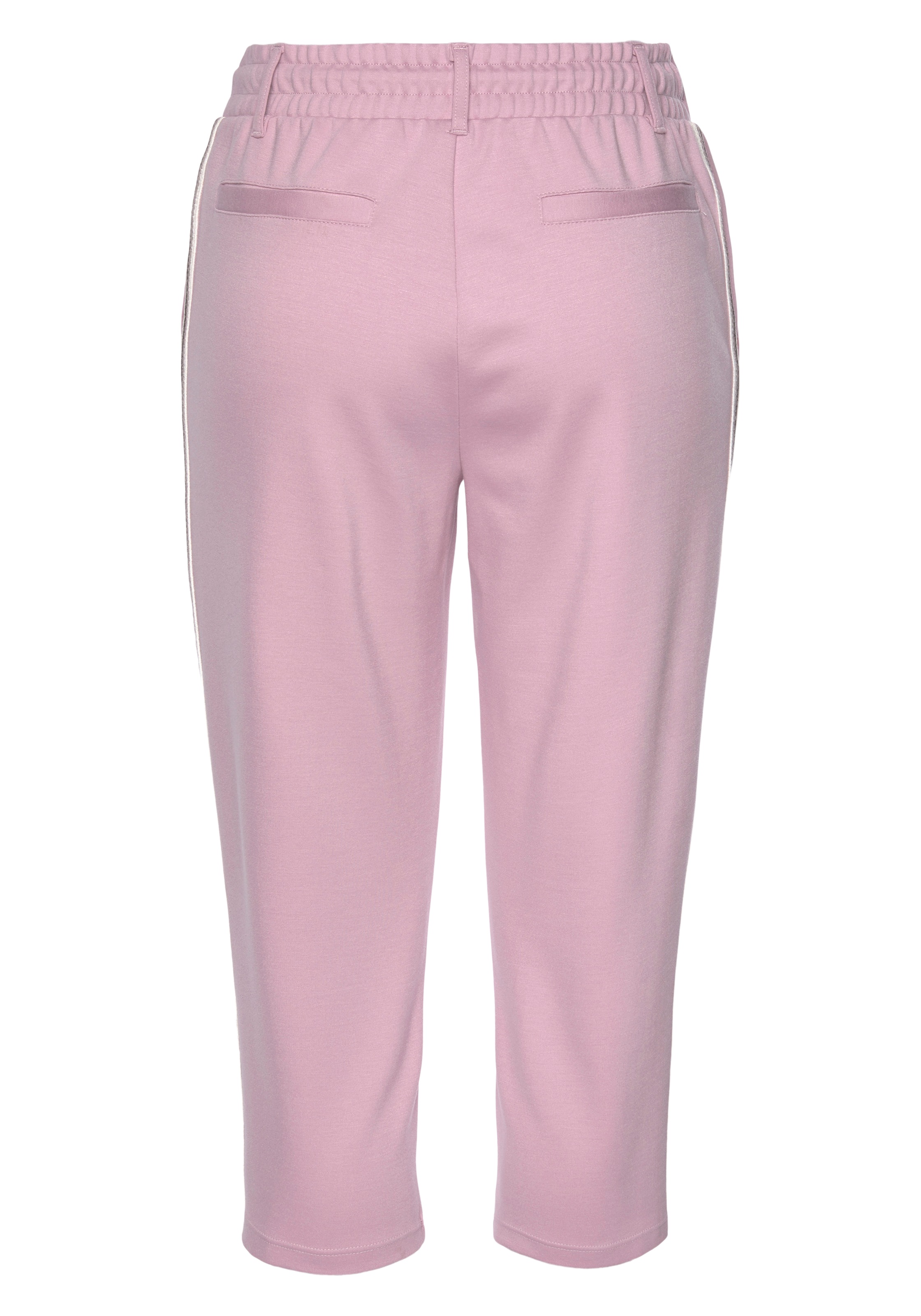 Caprihose LASCANA, Damen, Gr. 46, N-Gr, rosa (altrosa), Obermaterial: 70% Viskose, 25% Polyamid, 5% Elasthan, unifarben, Basic kniebedeckend, Hosen Homewear Hose, mit seitlichen Streifen, Loungewear 3