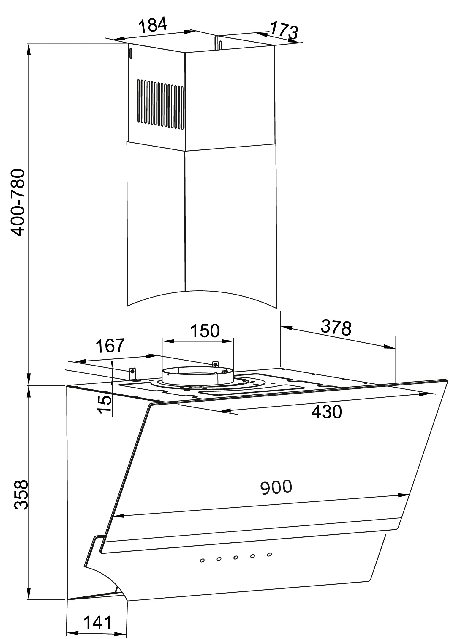 Amica Kaminhaube »KHF 604 611 S« Kompakt, flexibel, leicht bedient – stark und sparsam