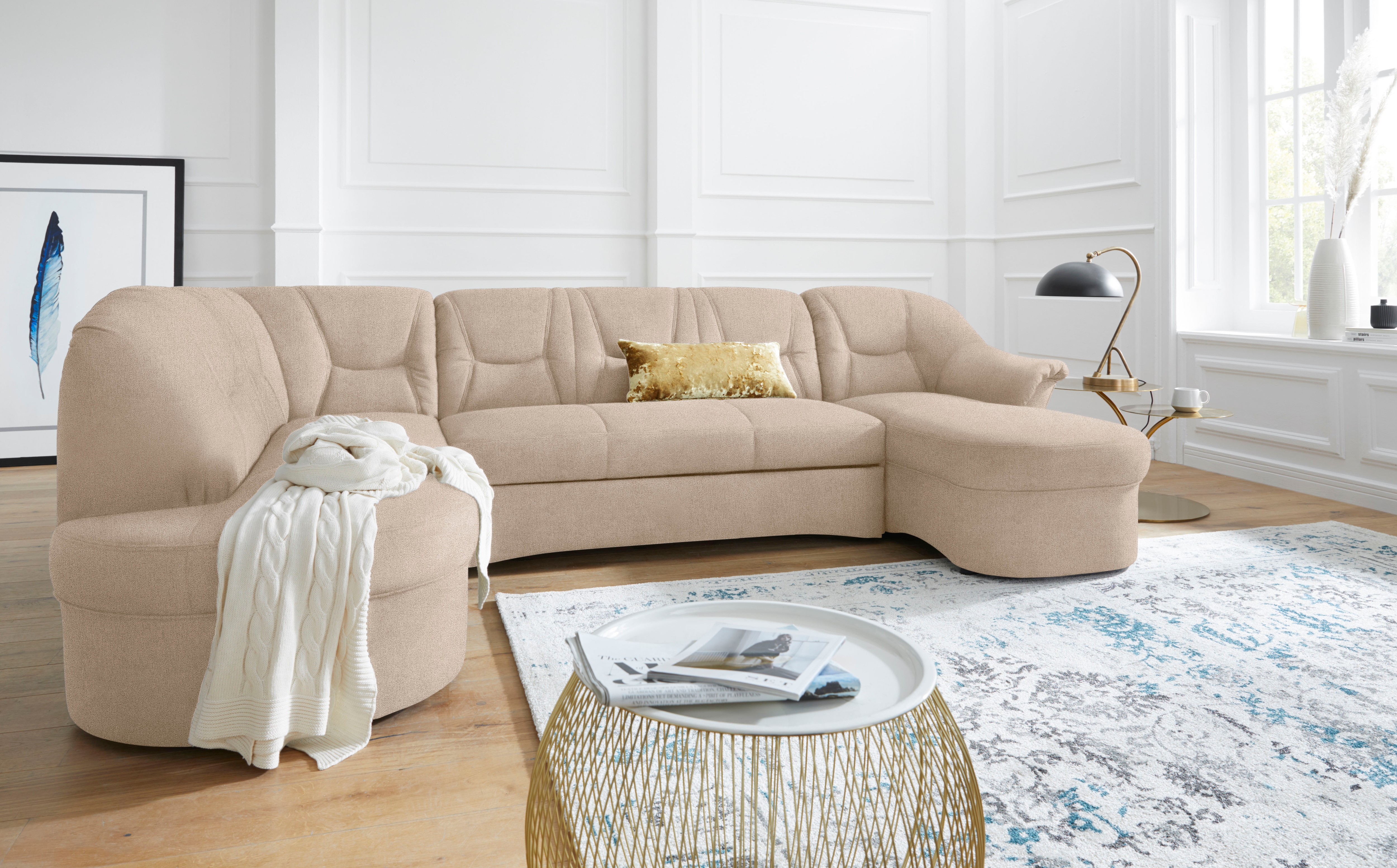 DOMO collection "SARAFINA 295x83x180 cm, auch mit Federkern für mehr Sitzkomfort" whlw. mit Bettfunktion, elegantes Design, U-Form