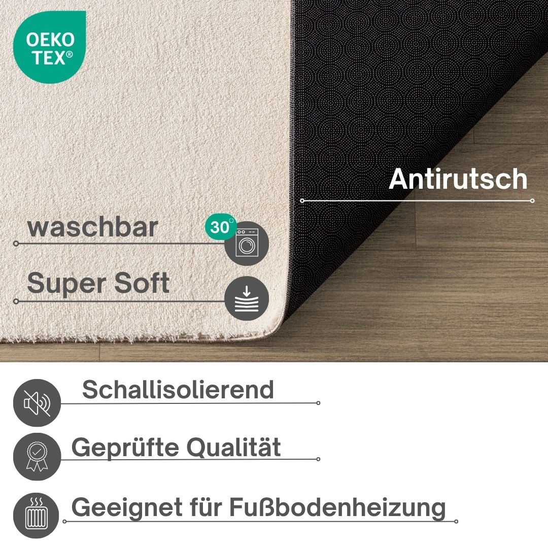 Teppich OTTO HOME "Arabell, Kunstfellteppich, Felloptik, waschbar", beige, B:240cm H:16mm L:340cm, Polyester, Teppiche, Teppich, flauschig, kuschelig, Anti-Rutsch-Unterseite, Wohnzimmer, Schlafzimmer 2