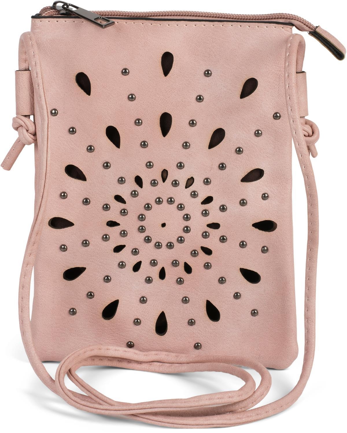 styleBREAKER Mini Bag "Mini Umhängetasche Blumen Cutouts und Nieten"