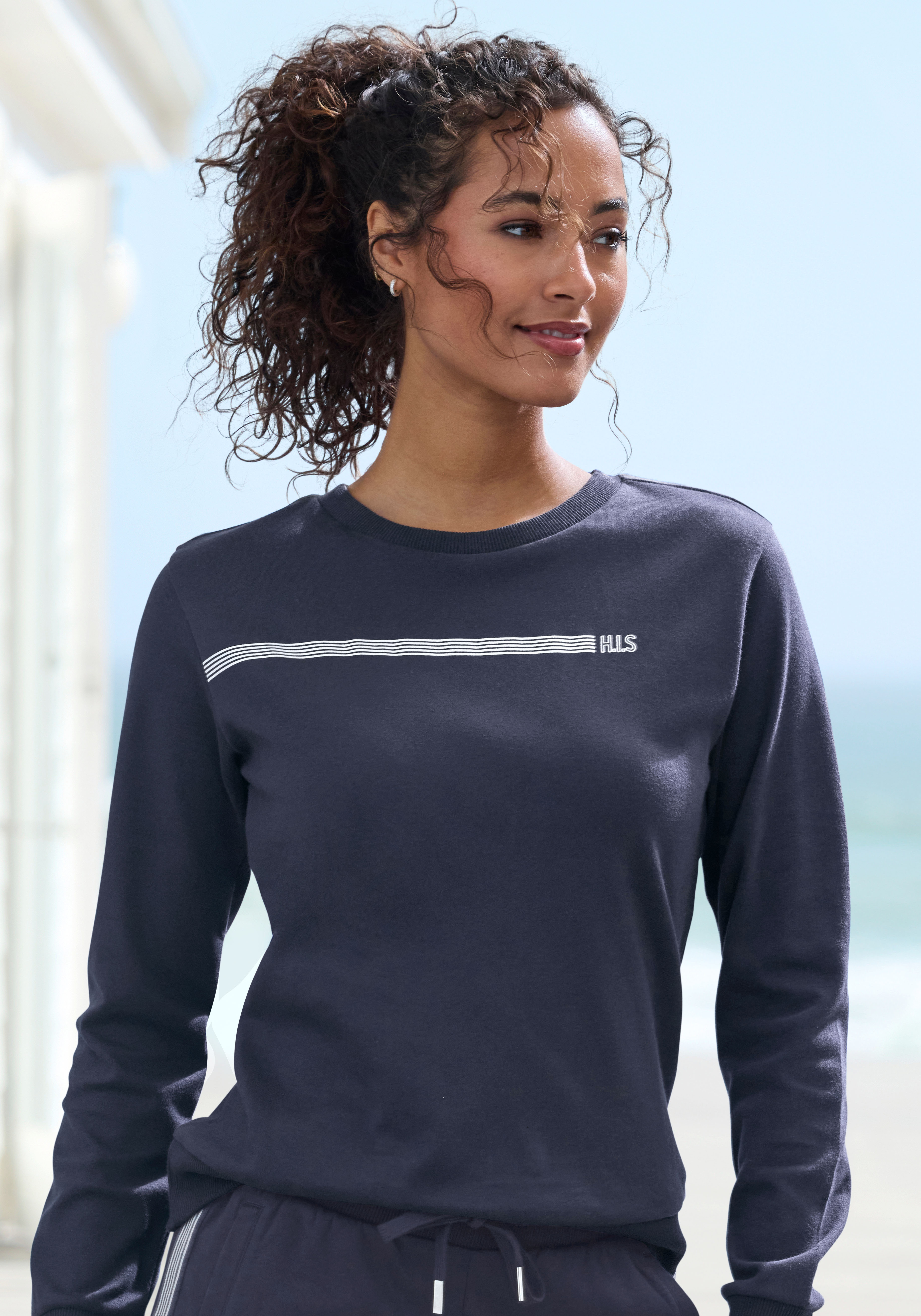 H.I.S Sweatshirt, Basic mit Logodruck, Loungewear