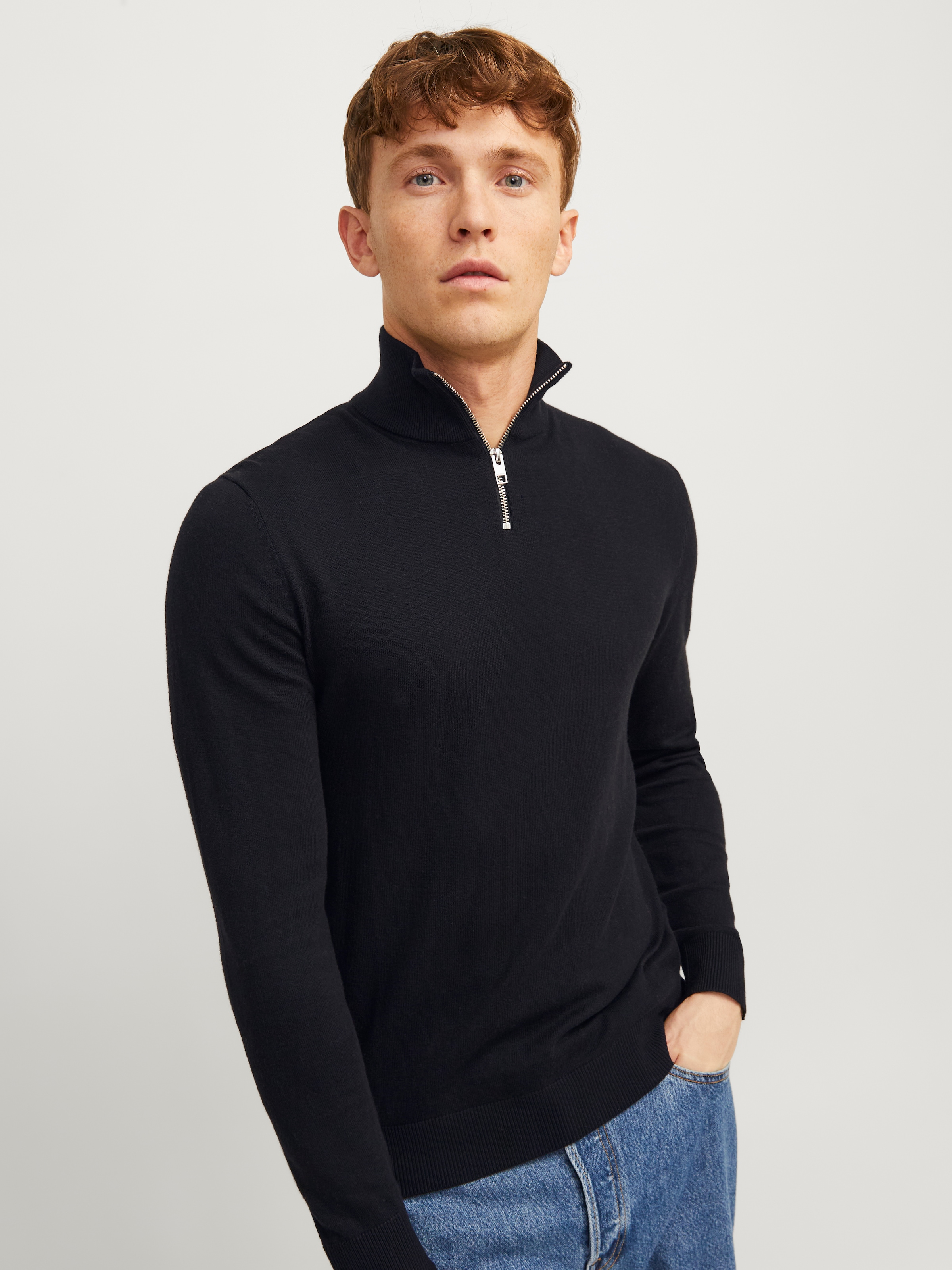 Jack & Jones Strickpullover »EMIL KNIT HALF ZIP« mit kurzem Reißverschluss im Troyer-Look