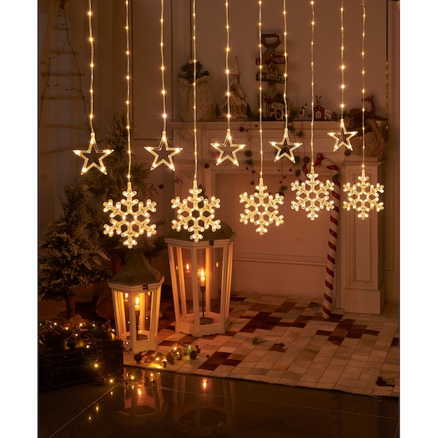 Star-Max LED-Lichtervorhang »Weihnachtsdeko aussen«, 200 St.-flammig, mit  Sternen und Schneeflocken Motiven, 200 LEDs, In- und Outdoor kaufen | BAUR