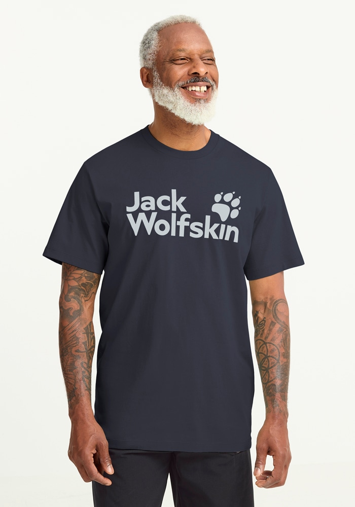 Jack Wolfskin T-Shirt "BRAND T M" T-Shirt aus Bio-Baumwolle, hoher Tragekomfort, großer Logo-Aufdruck