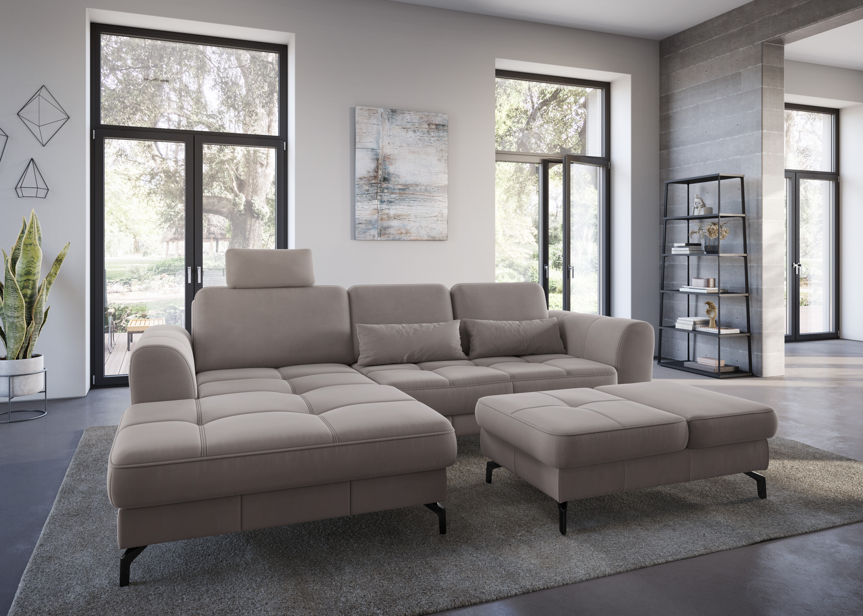 sit&more Ecksofa "Bendigo L-Form" inklusive Sitztiefenverstellung, Bodenfreiheit 12 cm, in 2 Fußfarben