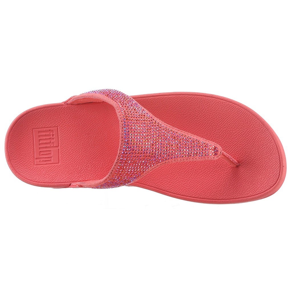 Fitflop Dianette »LULU CRYSTAL EMBELLISHED TOE-POST SANDALS - HOTFIX«, Keilabsatz, Sommerschuh, Zehentrenner mit weichem Zehensteg