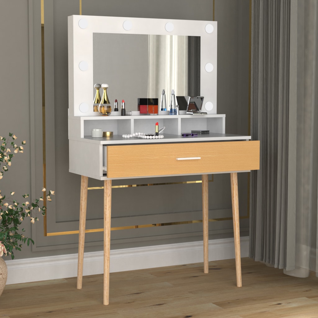 VCM Schminkschrank »Lindas«, Frisiertisch | Maße ca. H. 133 x B. 80 x T. 40 cm | Schminktisch mit Schublade und Spiegel
