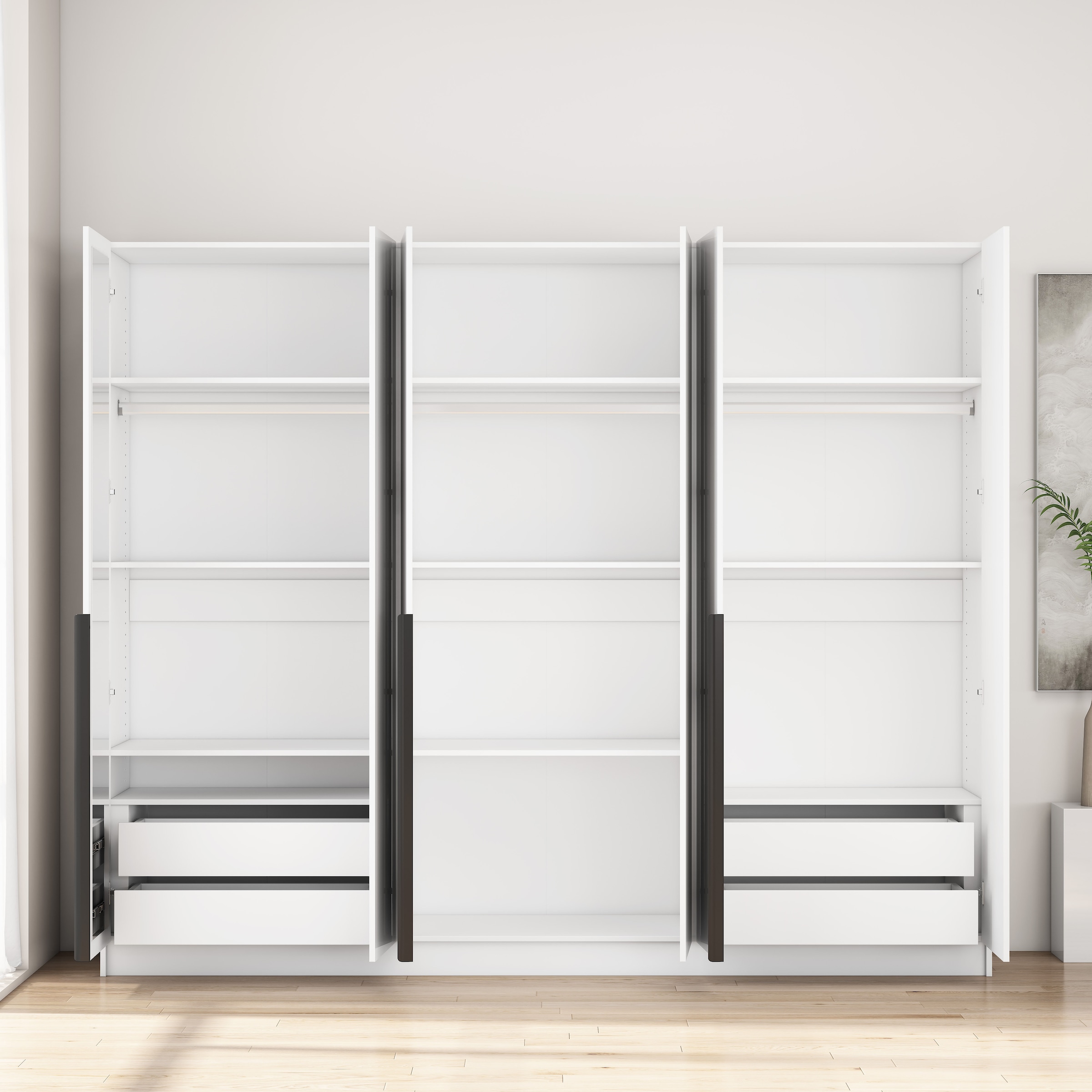 OTTO home Kleiderschrank »Annor Schlafzimmerschrank Breite 242cm hochglanz Schrank Garderobe« Drehtürenschrank mit perfekter Innenausstattung - elegante Türgriffe