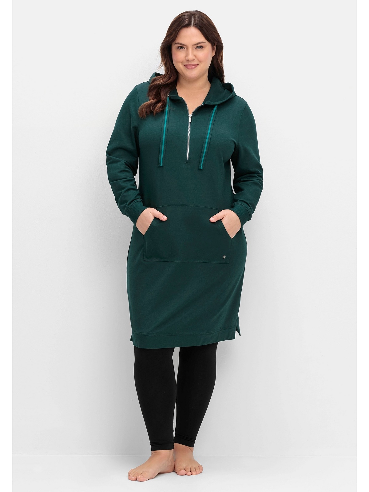 Sheego Sweatkleid "Große Größen", mit Kapuze und Kängurutasche