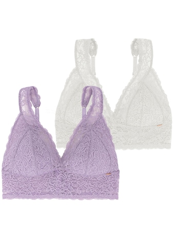 Bralette »Lana«, (2er Pack), XS-4XL, ohne Bügel mit floraler Spitze