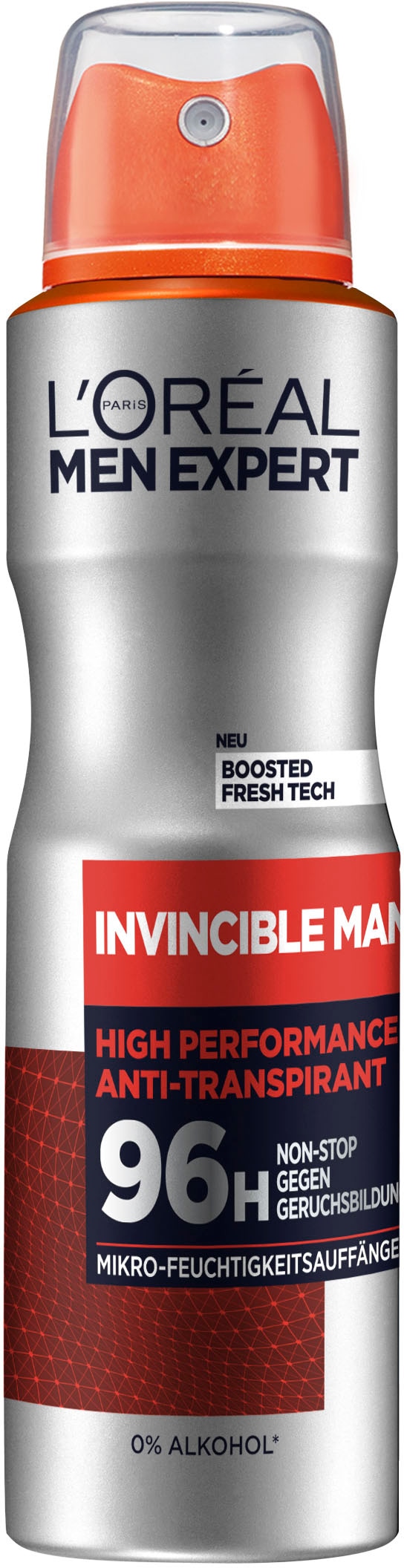 L'ORÉAL PARIS MEN EXPERT Deo-Spray »Deo Spray Invincible Man 96h«, (Packung, 6 tlg.), mit hoher Zuverlässigkeit