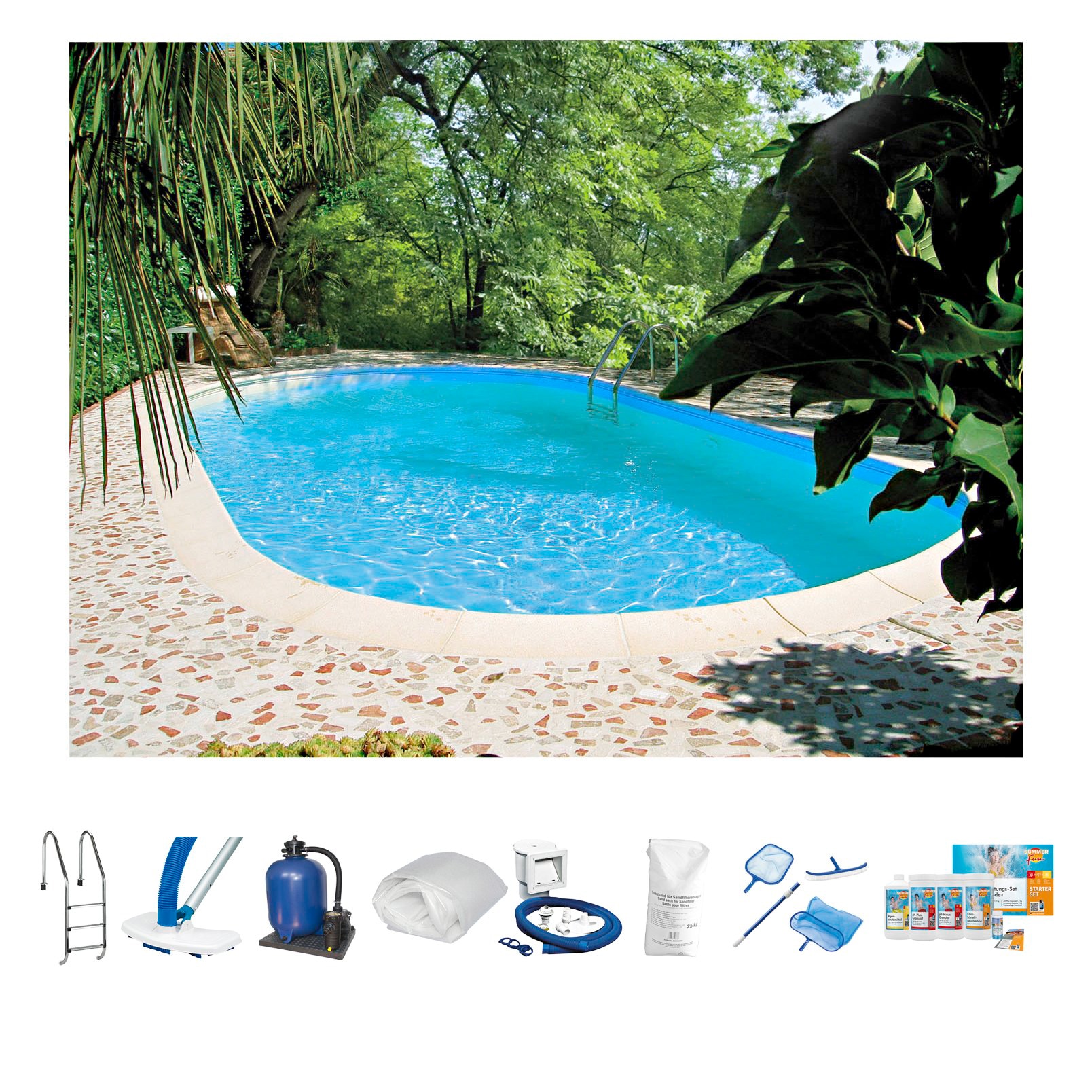 Clear Pool Ovalpool "TAHITI", (Set, 9 tlg.), 623x360x120 cm