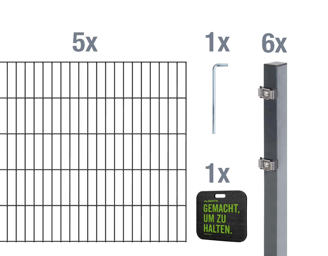 Alberts Doppelstabmattenzaun "Grundset" Höhe: 80-200 cm, Gesamtlänge: 4-30 m, zum Einbetonieren