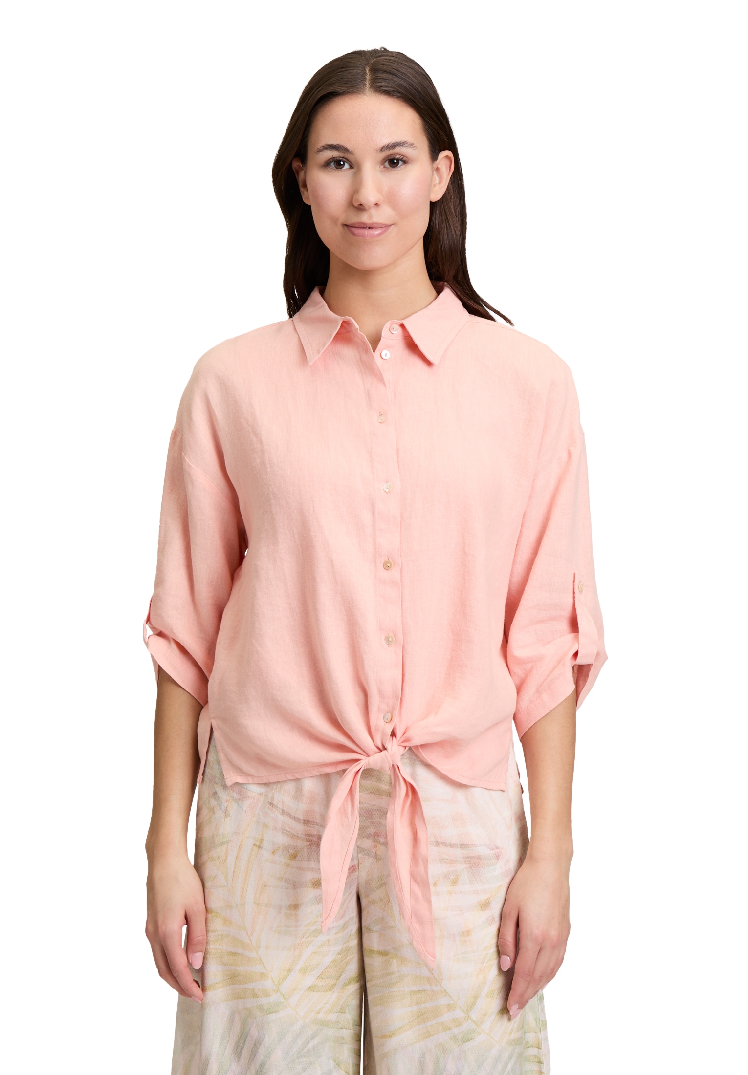 Cartoon Kurzarmbluse "Cartoon Damen Leinenbluse mit Kragen" günstig online kaufen