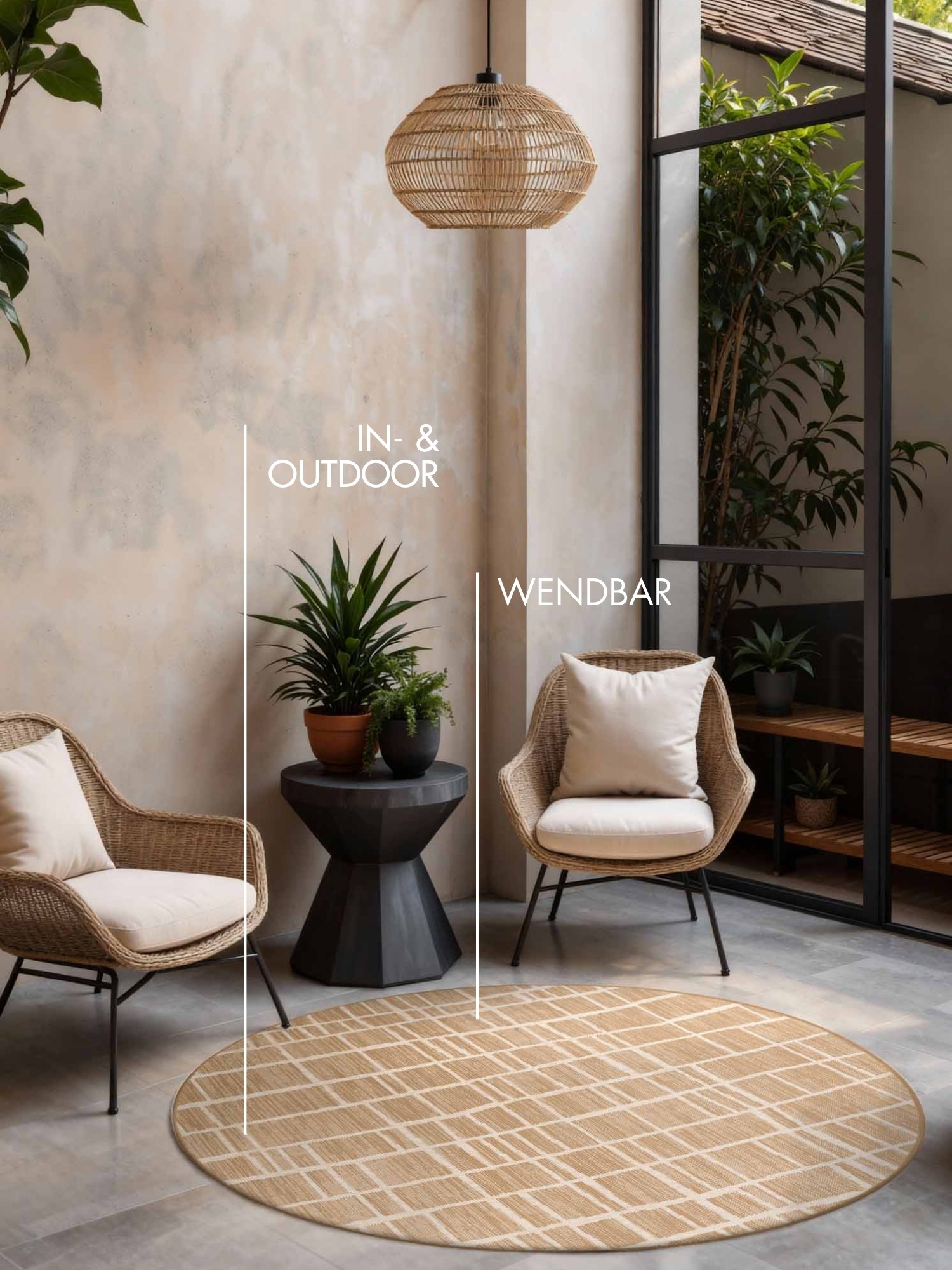 Thumbnail - Ted Baker Teppich "Crouch, Wendeteppich" rund 8 mm Höhe Designteppich, Wetterfest, Pflegeleicht, Modern, Wohnzimmer, Ter...