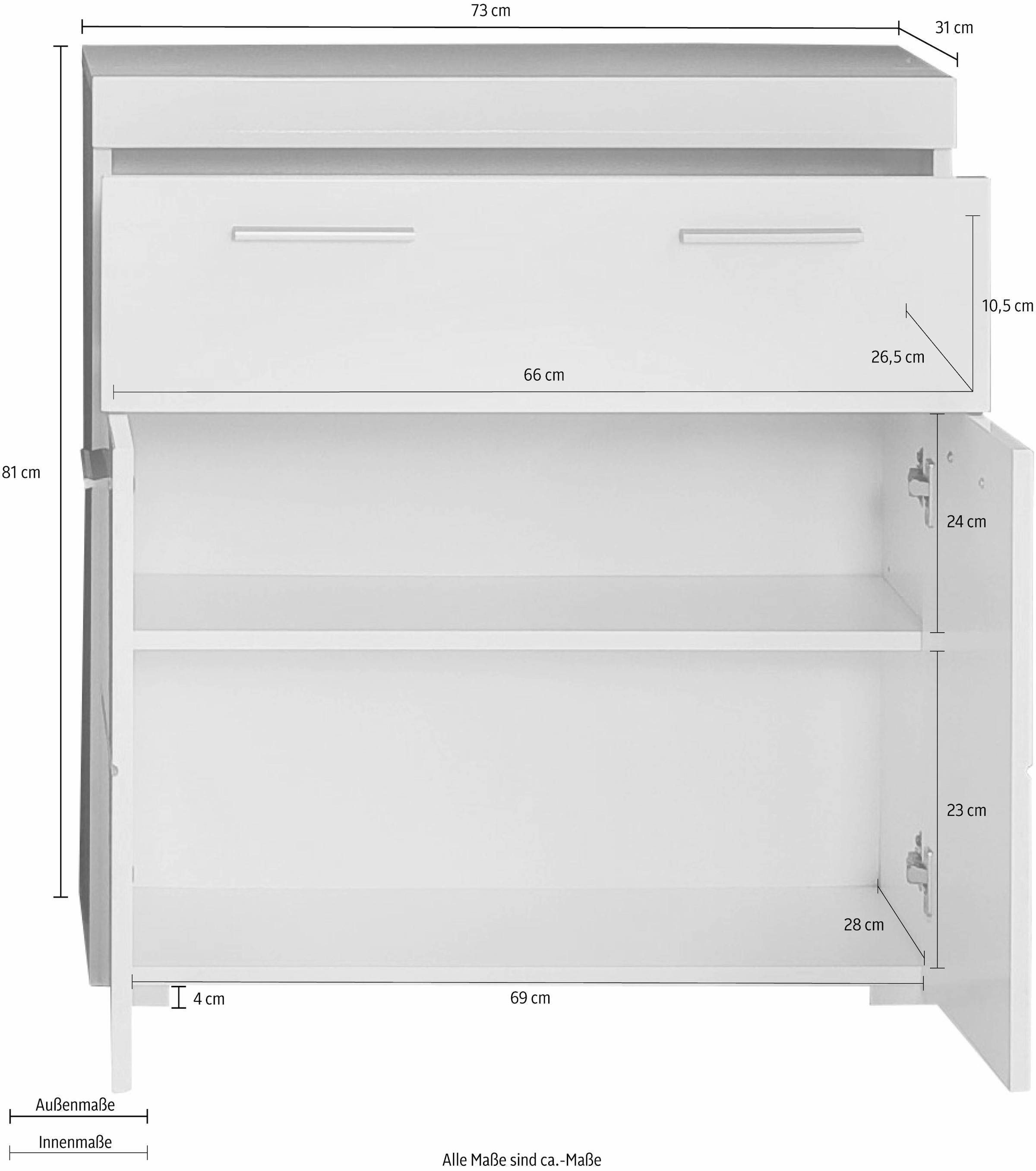 INOSIGN Unterschrank »Avena«, Breite 73 Schubkasten | BAUR großen 1 und 2 Badezimmerschrank mit cm, Türen