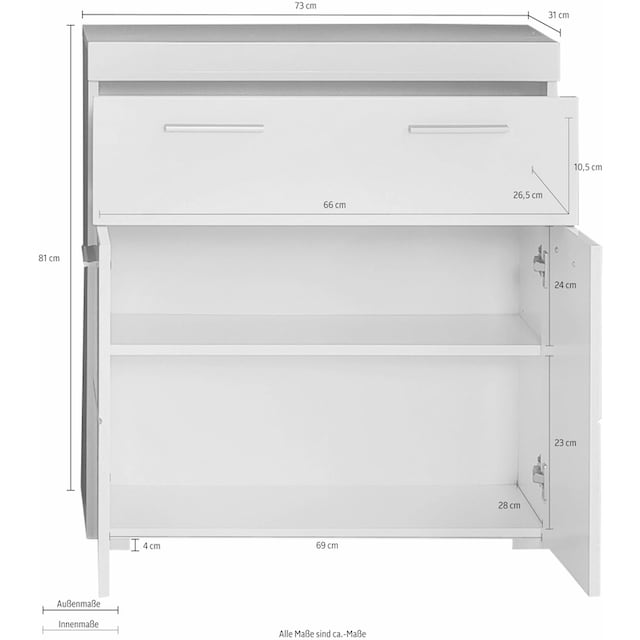 INOSIGN Unterschrank »Avena«, Breite 73 cm, Badezimmerschrank mit 1 großen  Schubkasten und 2 Türen | BAUR