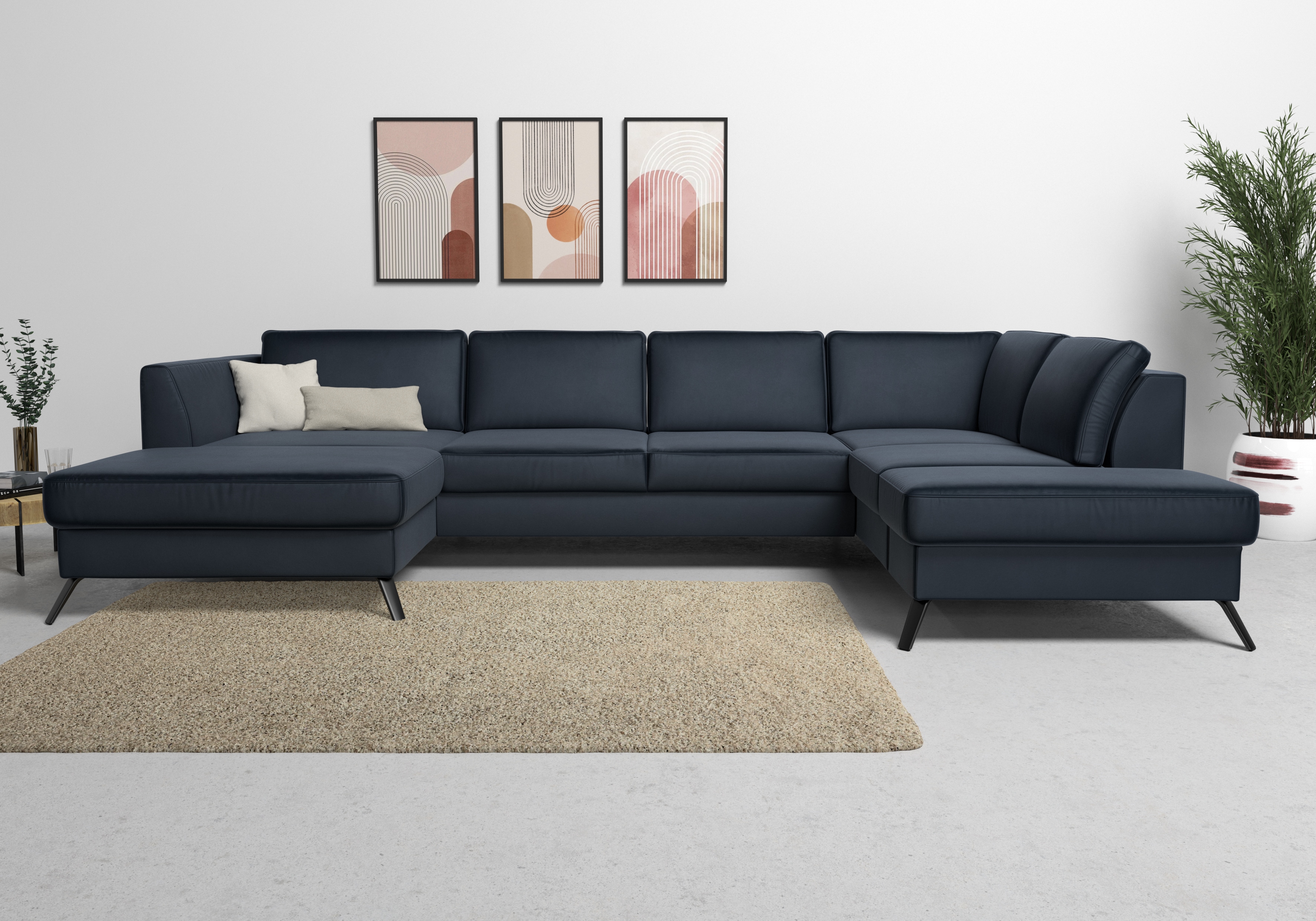 sit&more Wohnlandschaft "Olsen U-Form" inklusive Sitztiefenverstellung, optional Schlaffunktion, 15cm hoch