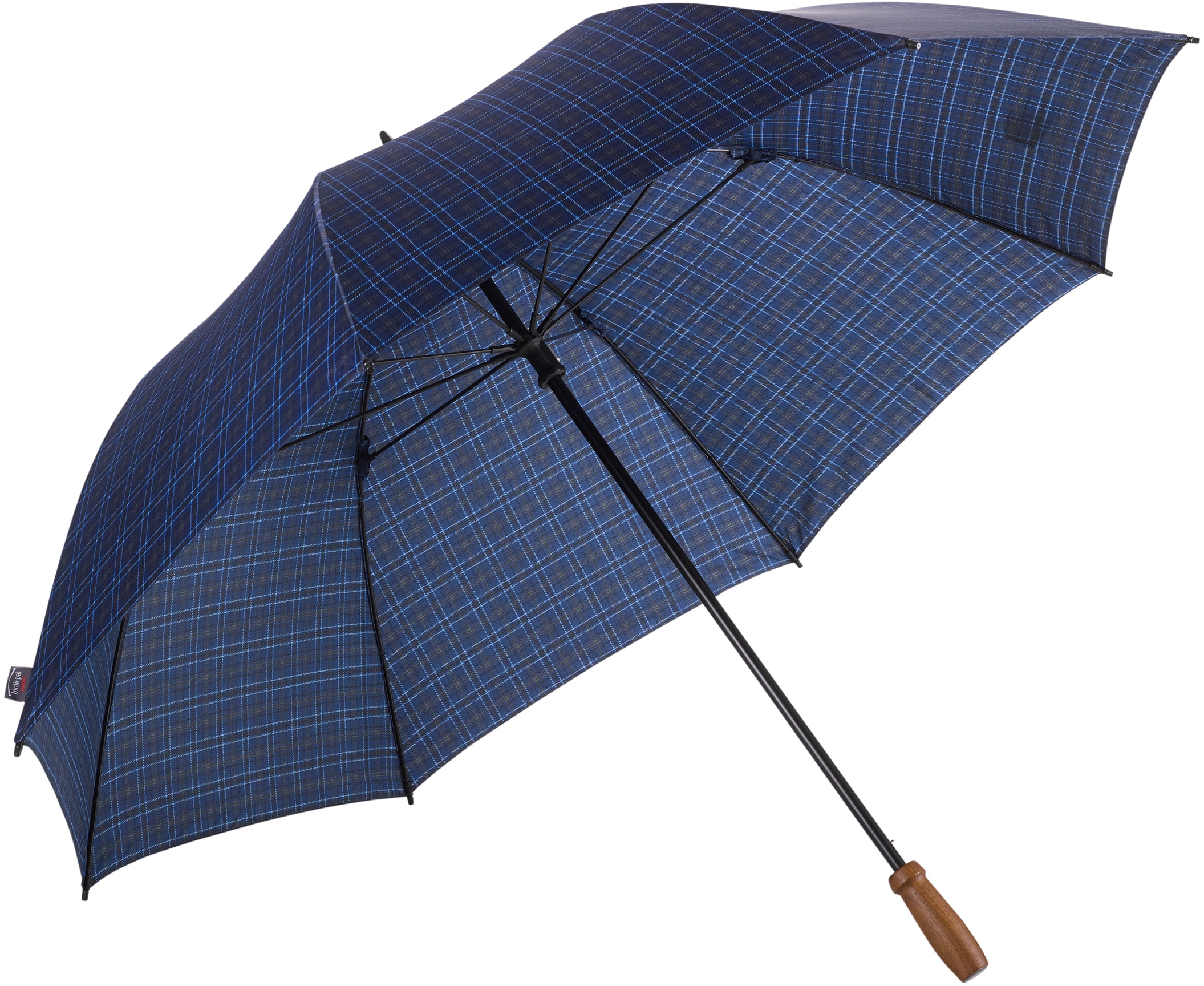 EuroSCHIRM Partnerschirm "birdiepal classic, karodesign", Regenschirm für Zwei, mit Echtholzgriff aus Nussbaum