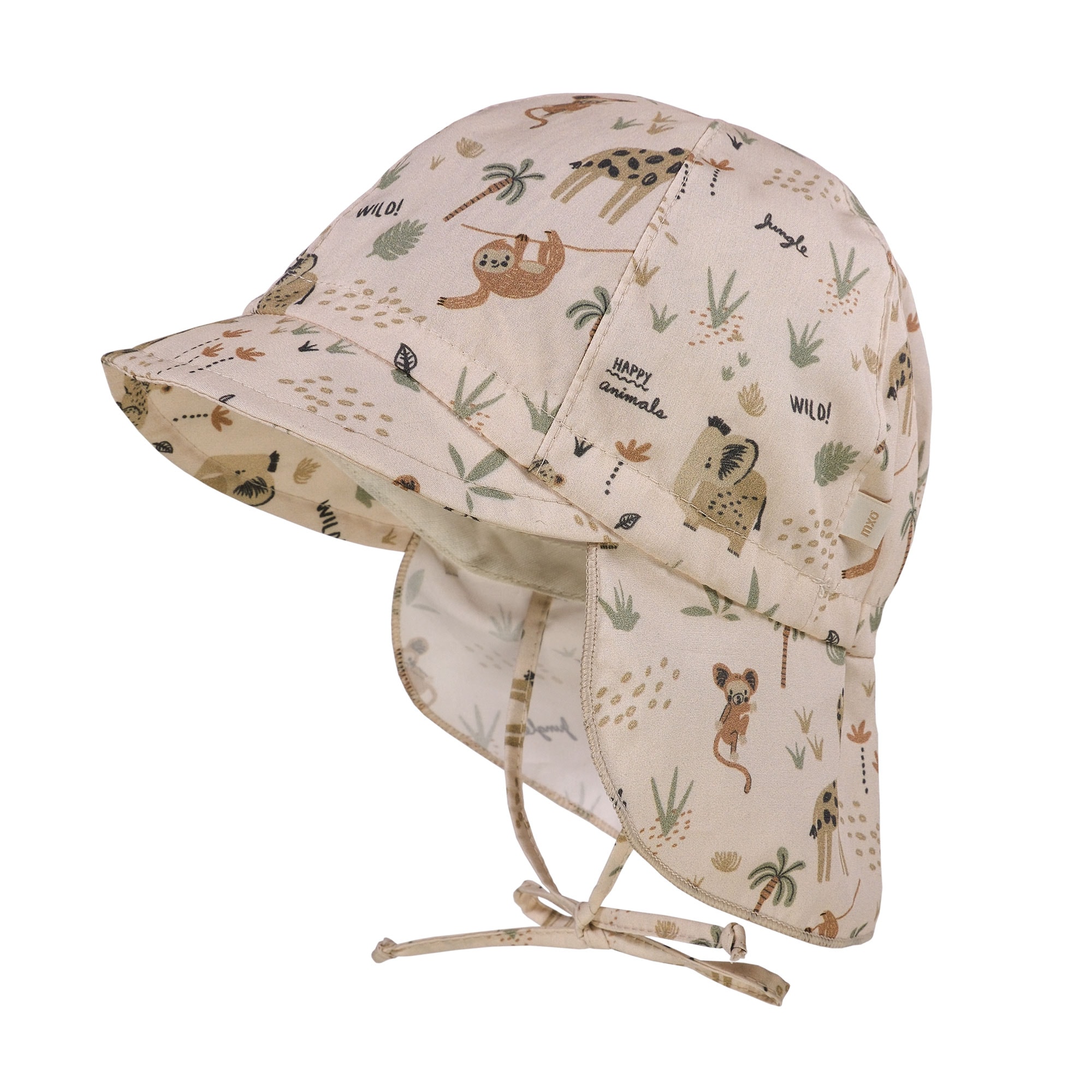 MAXIMO Schirmmütze 1 Stk. Beige, Dschungeltiere, Nackenschutz, Bindeband, Unisex