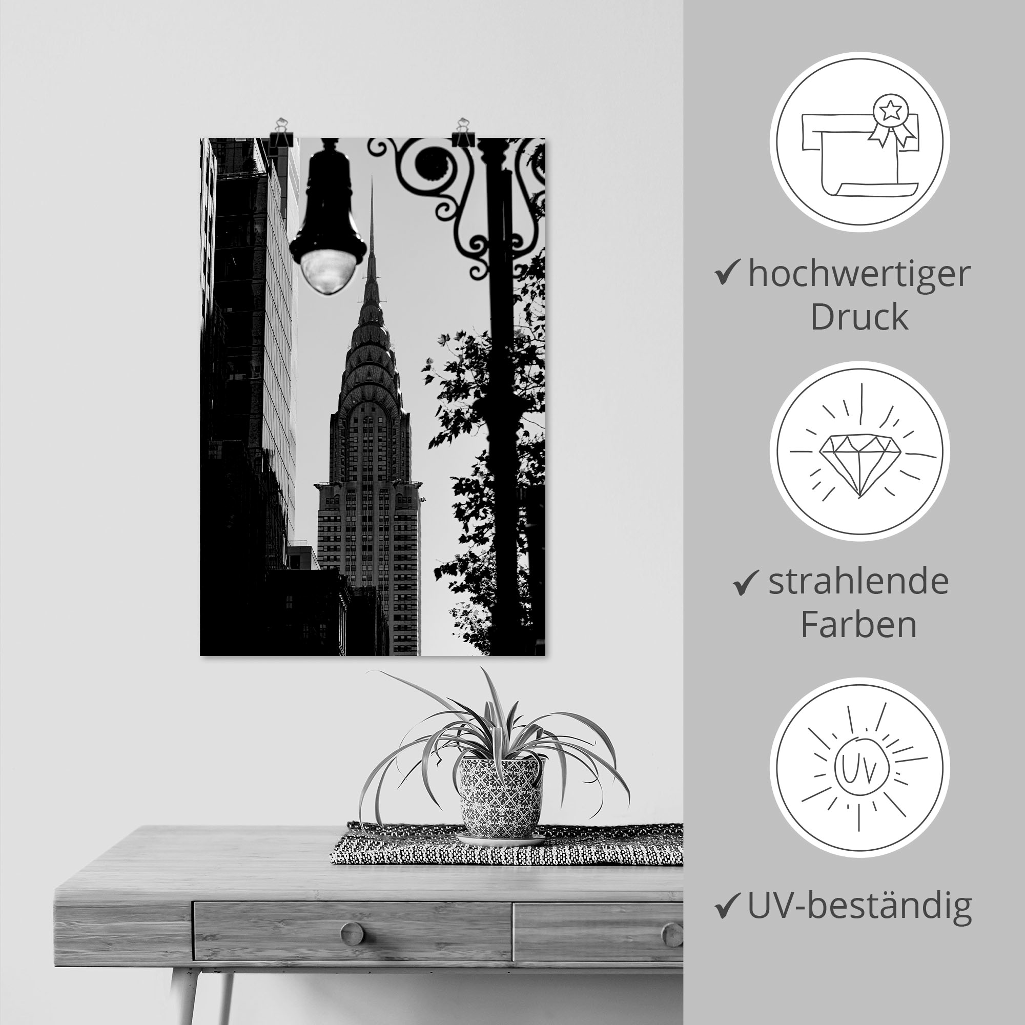 Artland Wandbild »New York Chrysler Building«, New York, (1 St.), als Alubild, Outdoorbild, Poster in verschied. Größen
