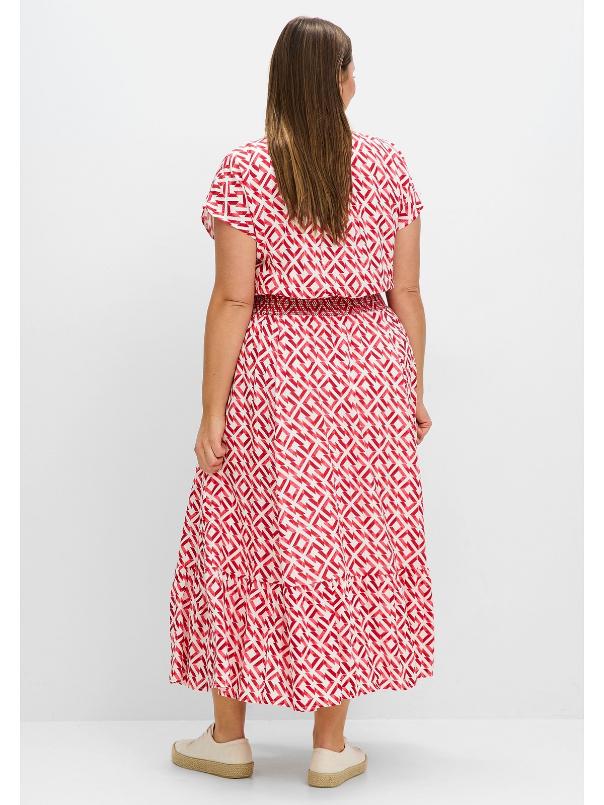 Sheego Sommerkleid »Große Größen«, mit Smokbund und Grafikprint