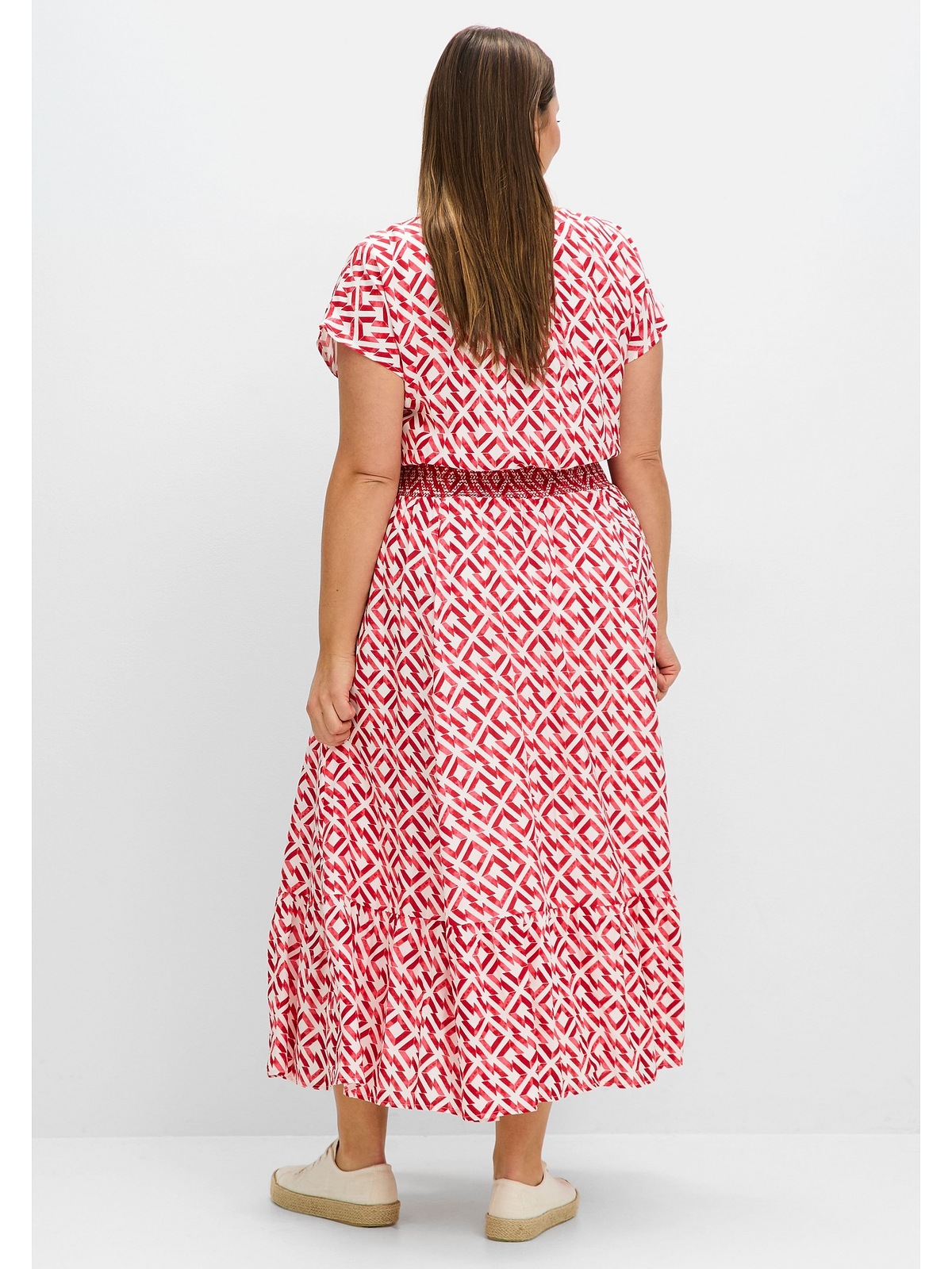Sheego Sommerkleid "Große Größen", mit Smokbund und Grafikprint günstig online kaufen